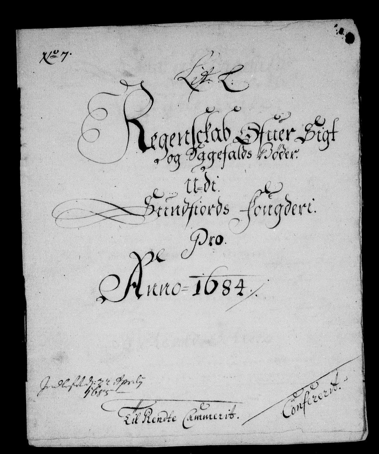 Rentekammeret inntil 1814, Reviderte regnskaper, Stiftamtstueregnskaper, Bergen stiftamt, RA/EA-6043/R/Rc/L0073: Bergen stiftamt, 1684