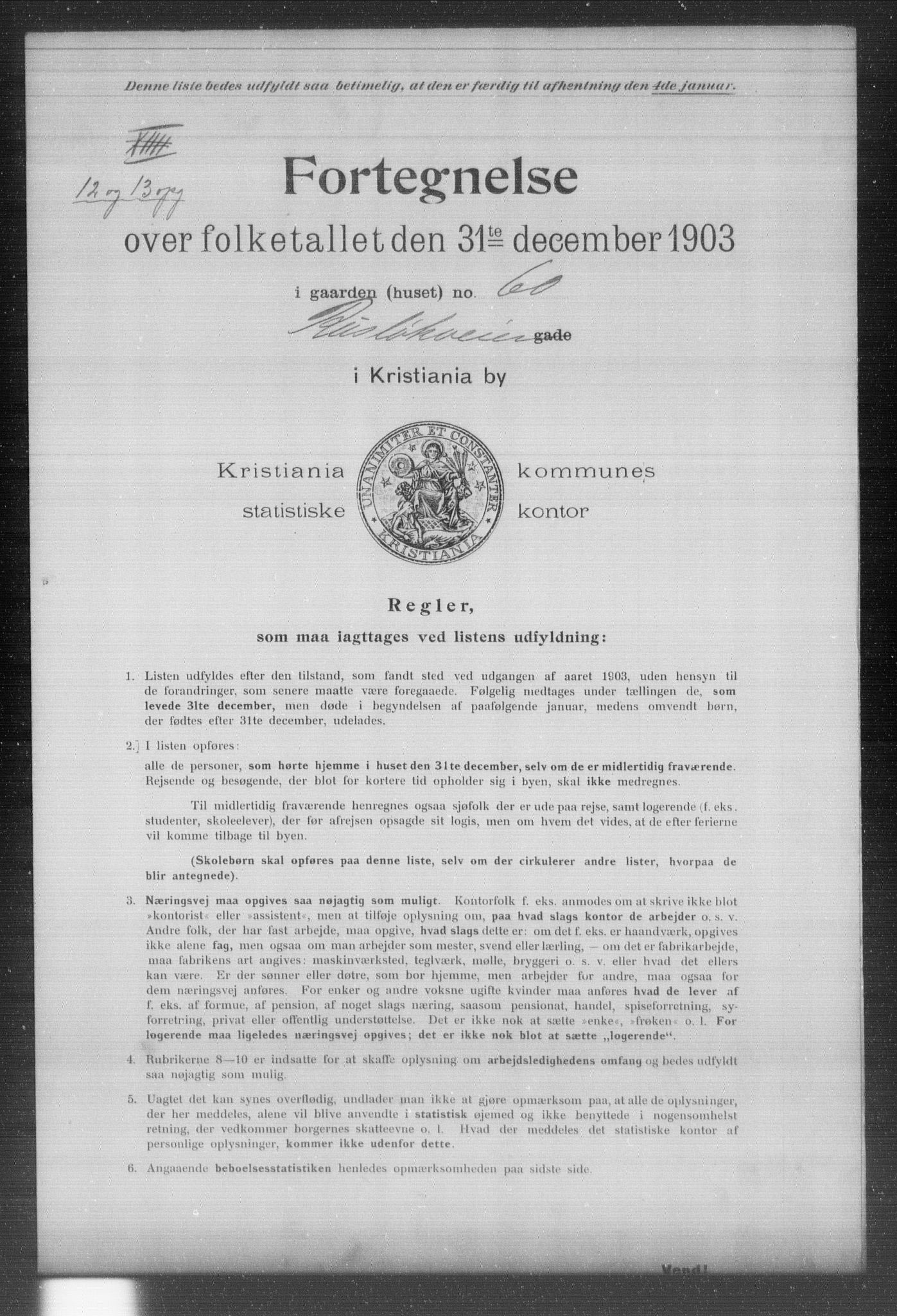 OBA, Kommunal folketelling 31.12.1903 for Kristiania kjøpstad, 1903, s. 16766