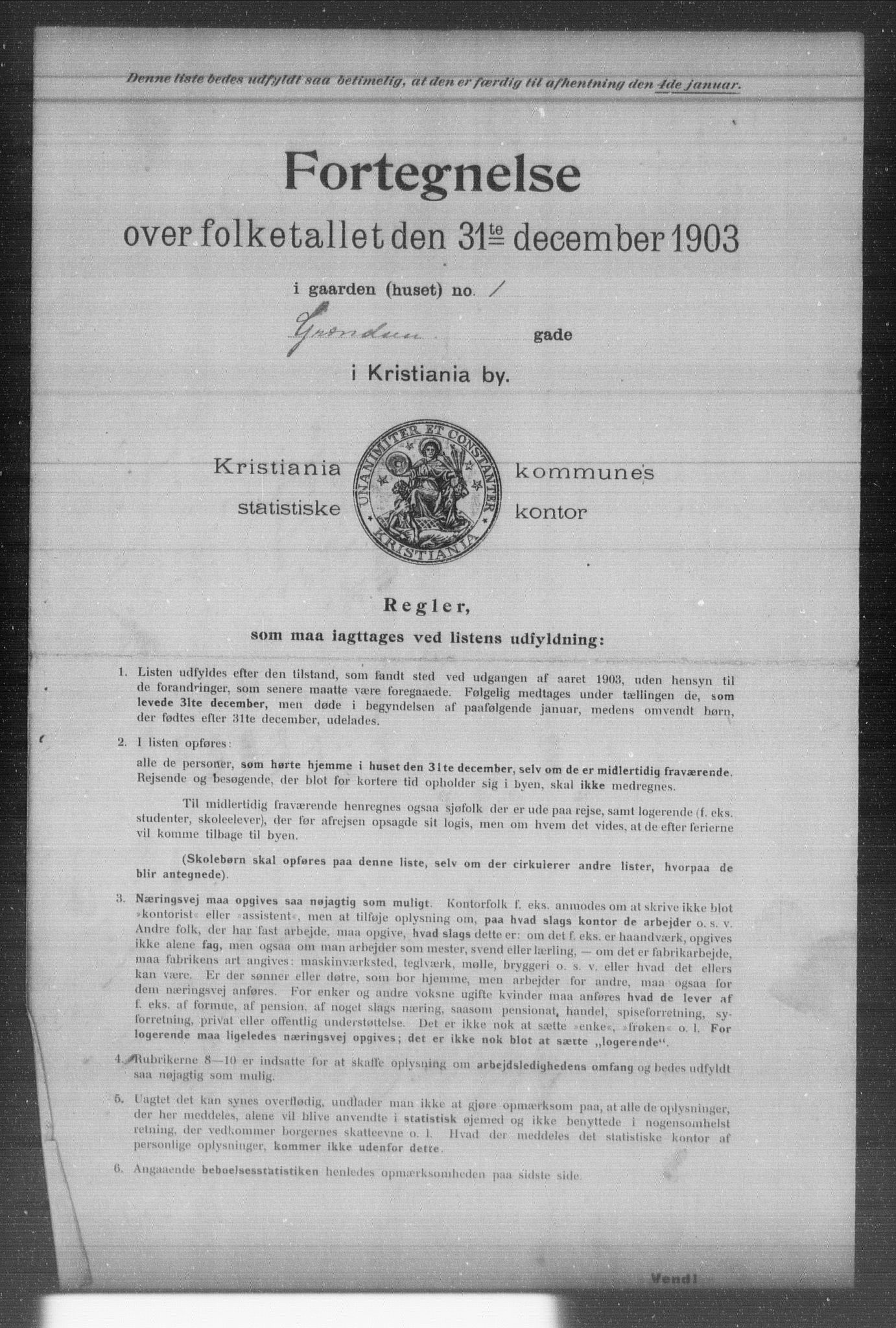 OBA, Kommunal folketelling 31.12.1903 for Kristiania kjøpstad, 1903, s. 6069