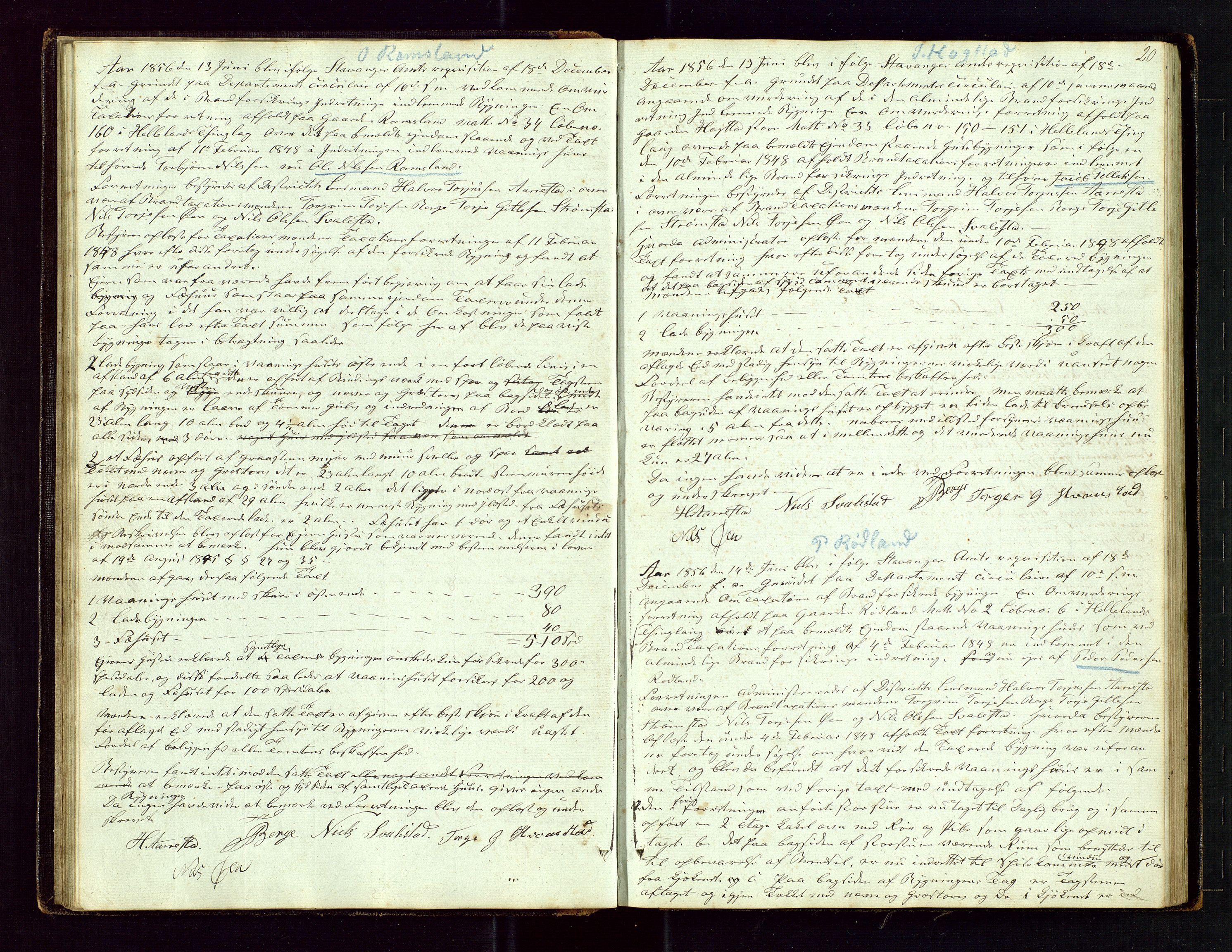 Helleland lensmannskontor, AV/SAST-A-100209/Goa/L0001: "Brandtaxations-Protocol for Hetlands Thinglag", 1847-1920, s. 19b-20a