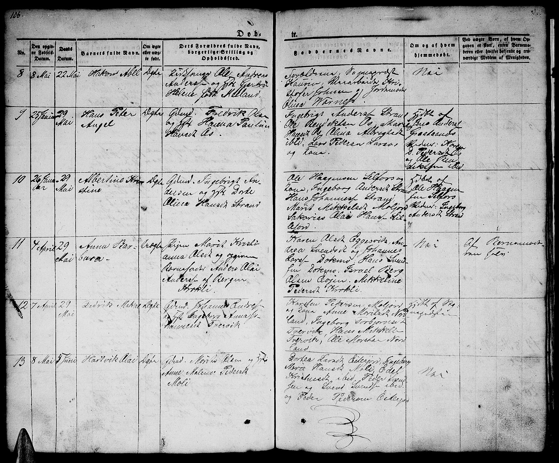 Ministerialprotokoller, klokkerbøker og fødselsregistre - Nordland, AV/SAT-A-1459/846/L0652: Klokkerbok nr. 846C02, 1841-1871, s. 106