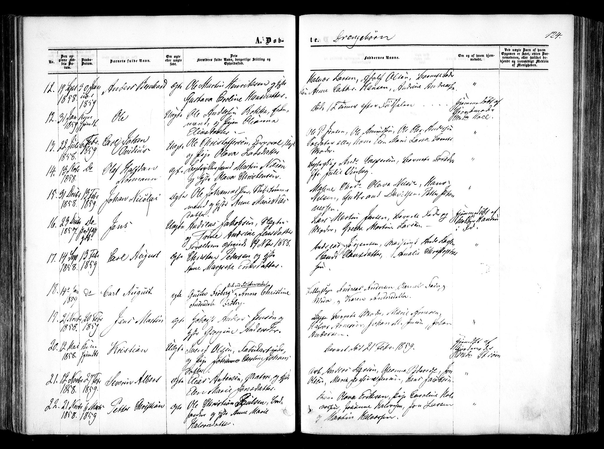 Halden prestekontor Kirkebøker, SAO/A-10909/F/Fa/L0007: Ministerialbok nr. I 7, 1857-1865, s. 124
