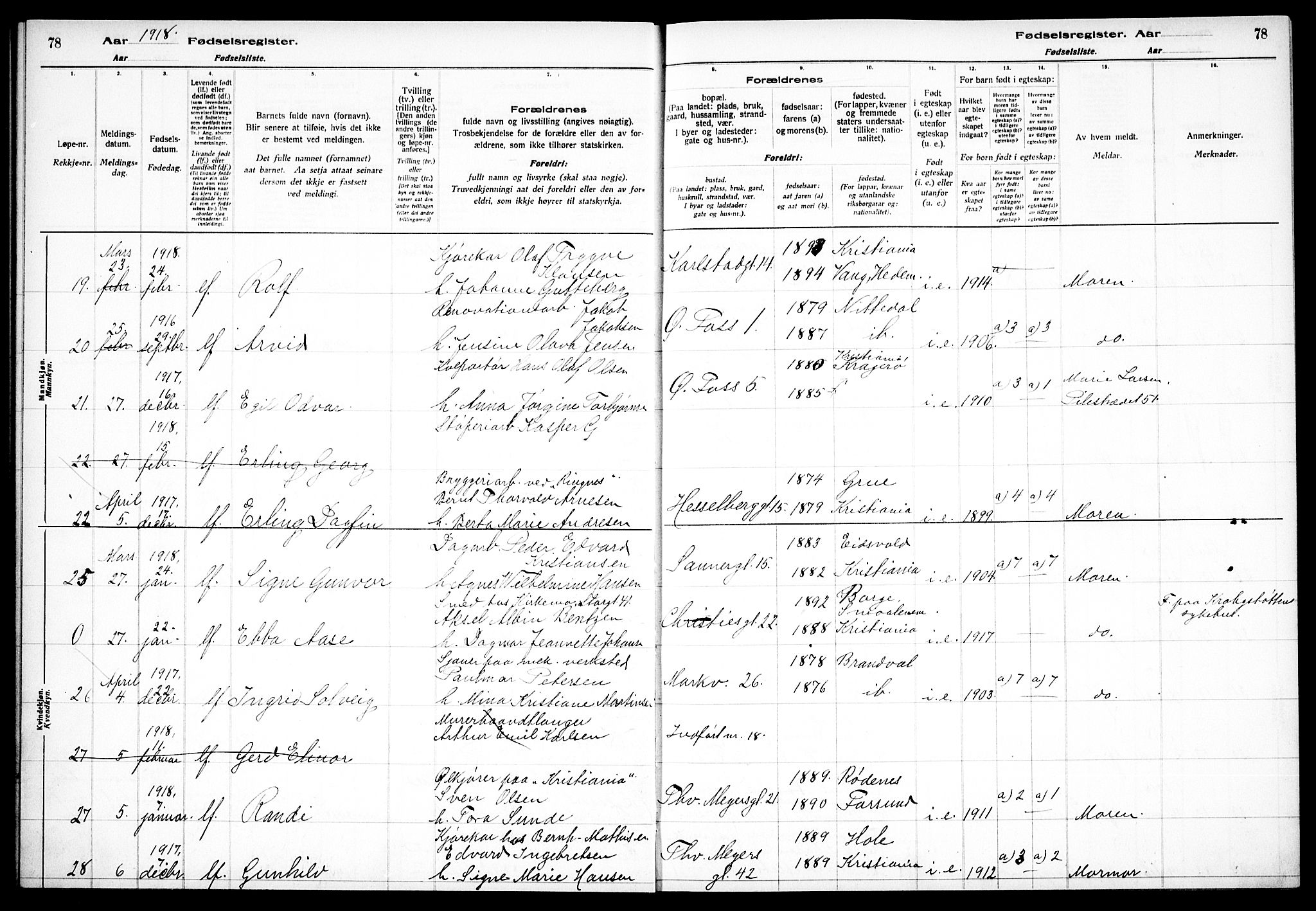 Paulus prestekontor Kirkebøker, AV/SAO-A-10871/J/Ja/L0001: Fødselsregister nr. 1, 1916-1923, s. 78