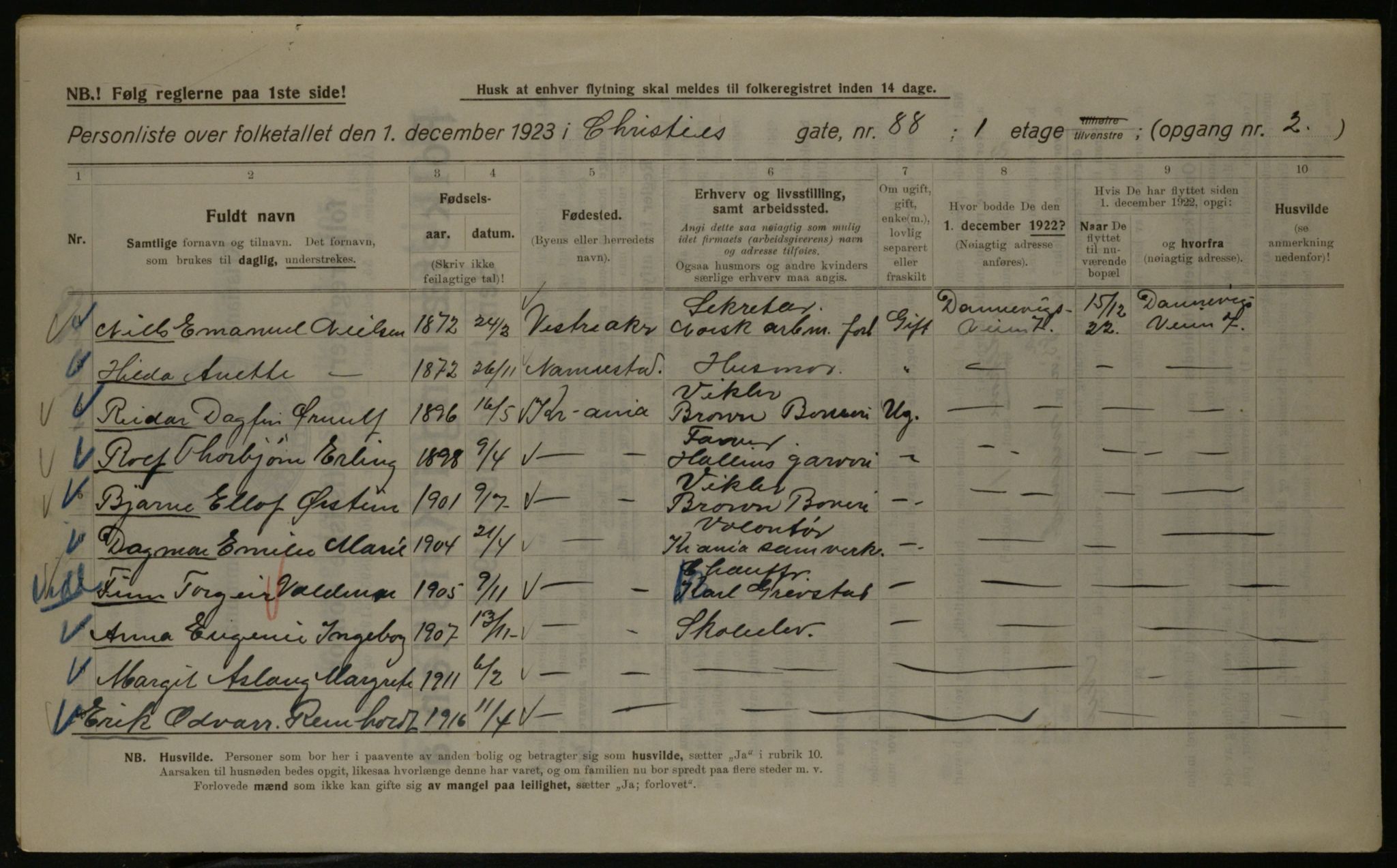 OBA, Kommunal folketelling 1.12.1923 for Kristiania, 1923, s. 14397