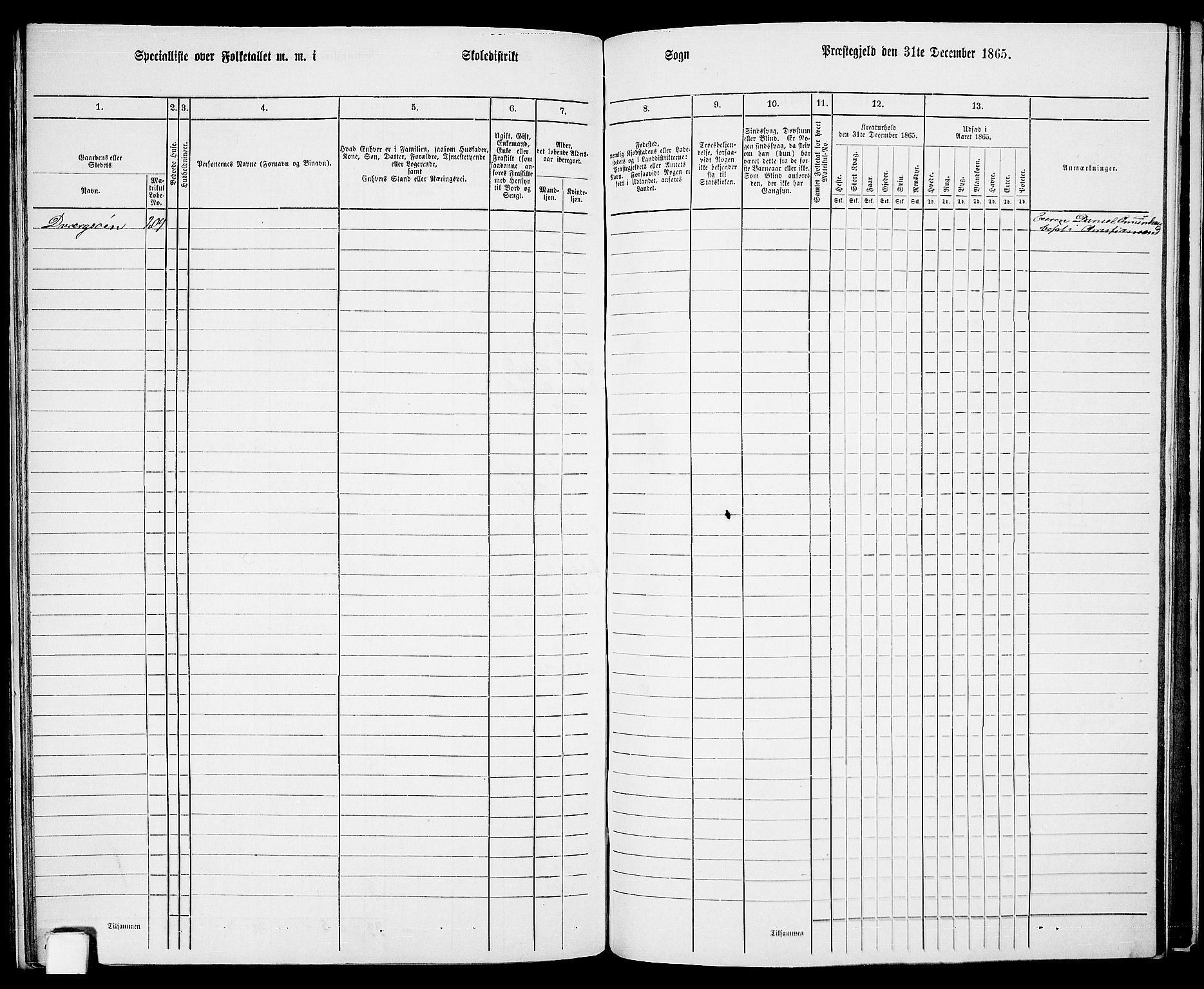 RA, Folketelling 1865 for 1012P Oddernes prestegjeld, 1865, s. 139