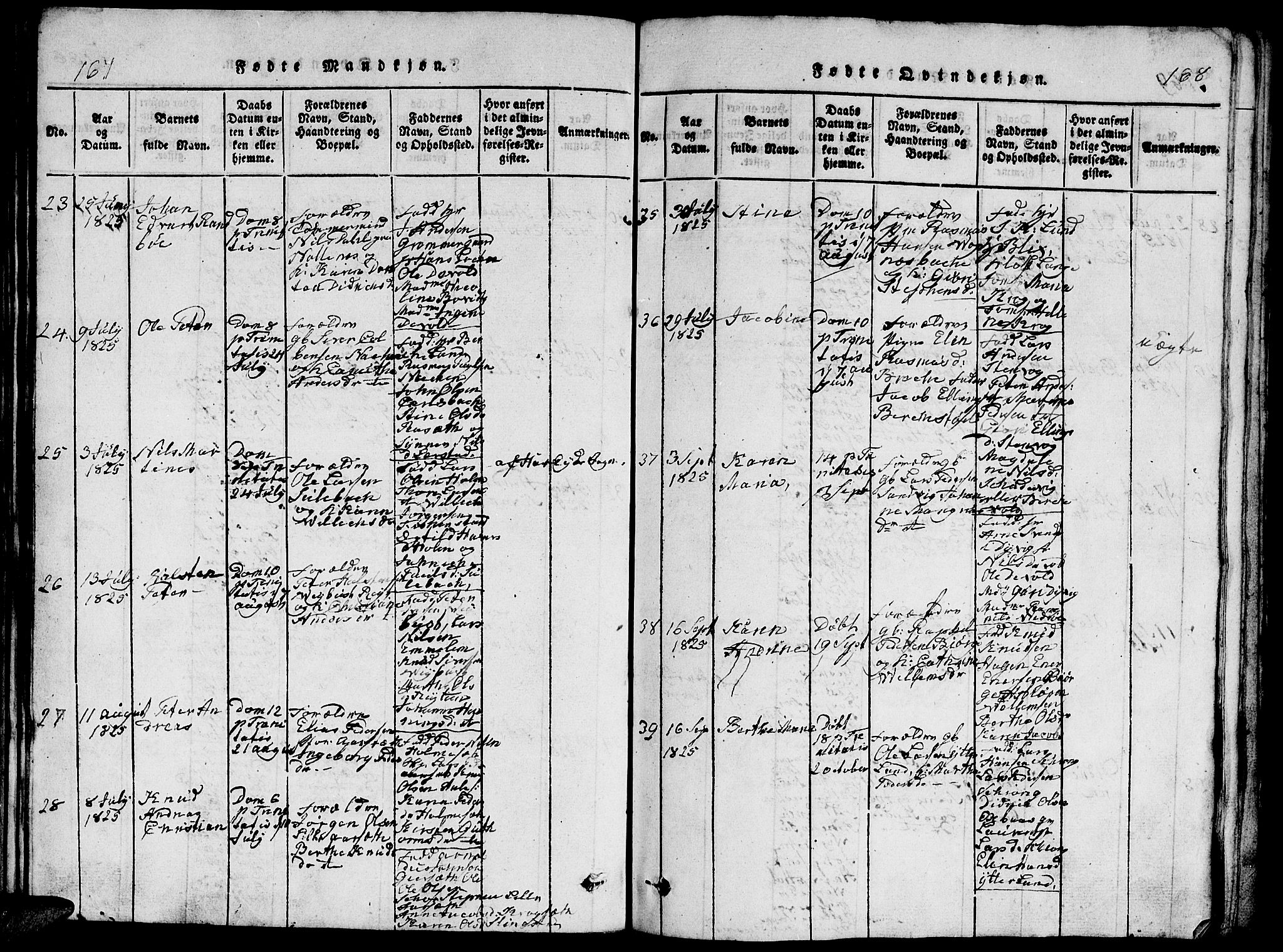 Ministerialprotokoller, klokkerbøker og fødselsregistre - Møre og Romsdal, AV/SAT-A-1454/528/L0423: Klokkerbok nr. 528C04, 1816-1827, s. 167-168