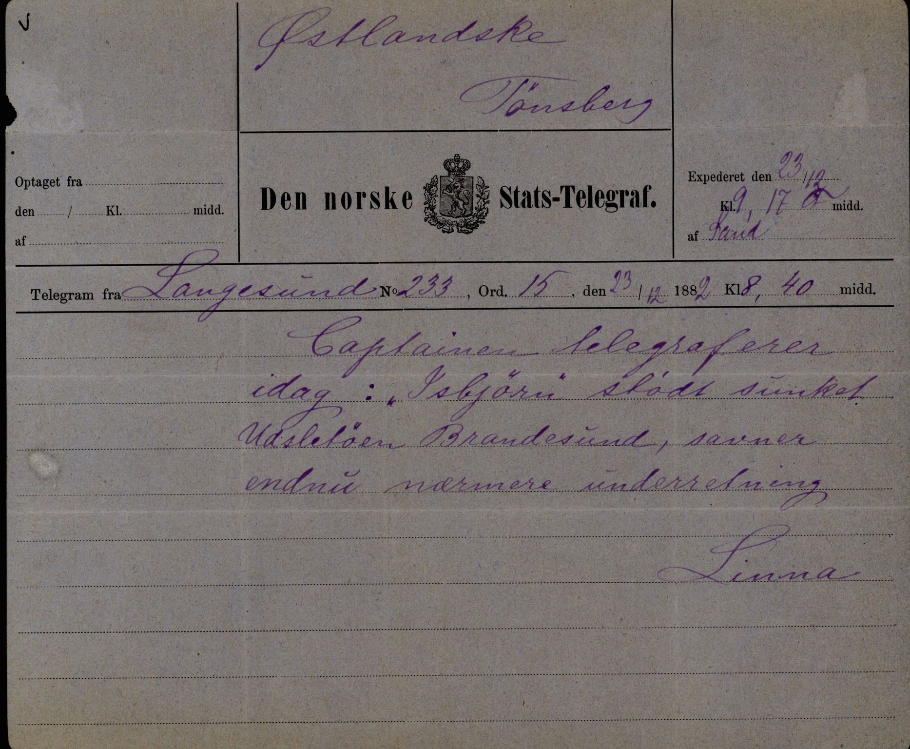 Pa 63 - Østlandske skibsassuranceforening, VEMU/A-1079/G/Ga/L0015/0013: Havaridokumenter / Venice, Isbjørn, Varnæs, Valkyrien, 1882, s. 42