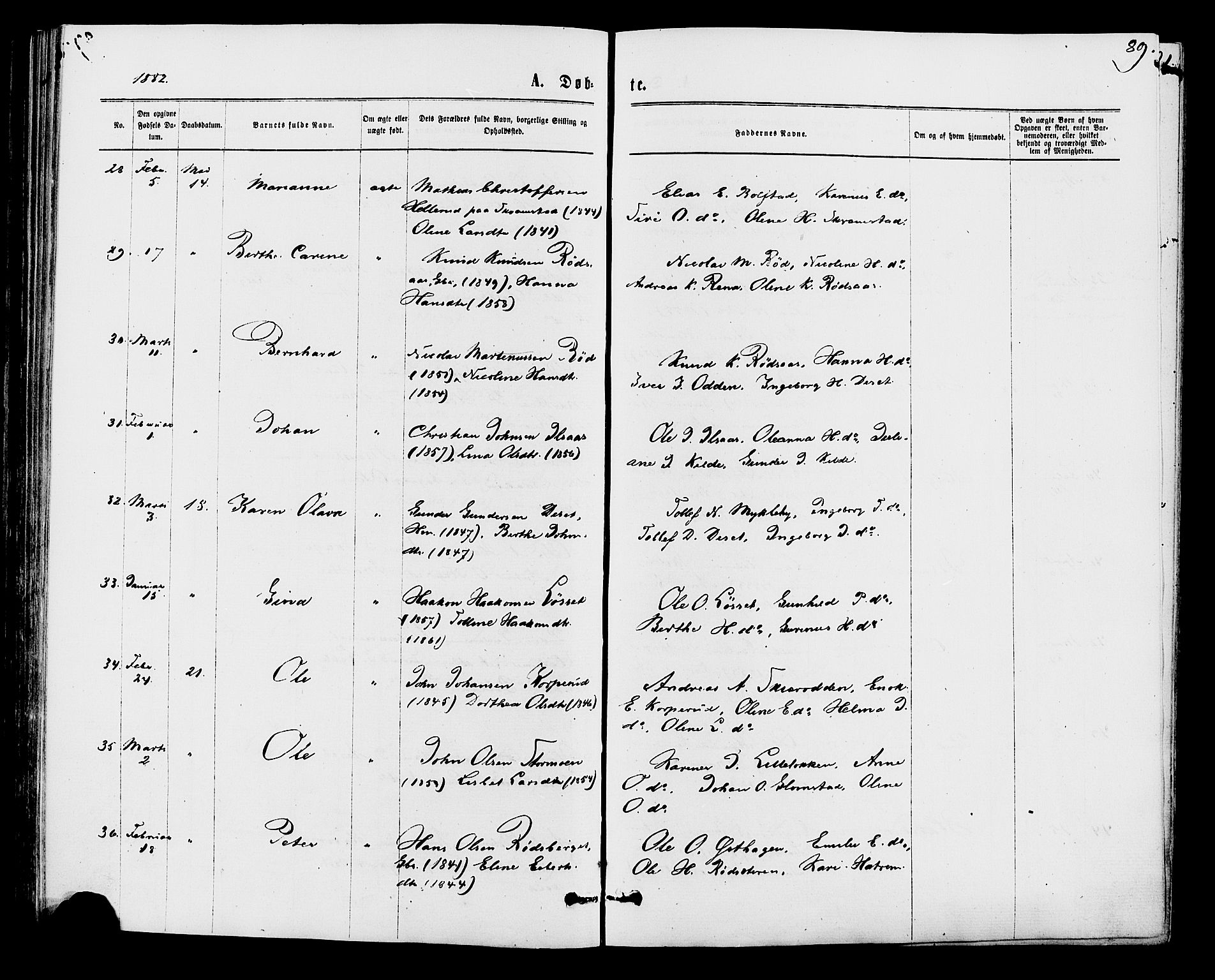 Åmot prestekontor, Hedmark, AV/SAH-PREST-056/H/Ha/Haa/L0009: Ministerialbok nr. 9, 1875-1883, s. 89