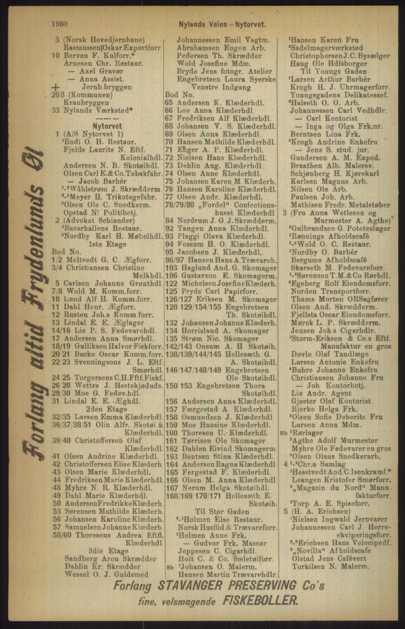 Kristiania/Oslo adressebok, PUBL/-, 1911, s. 1360