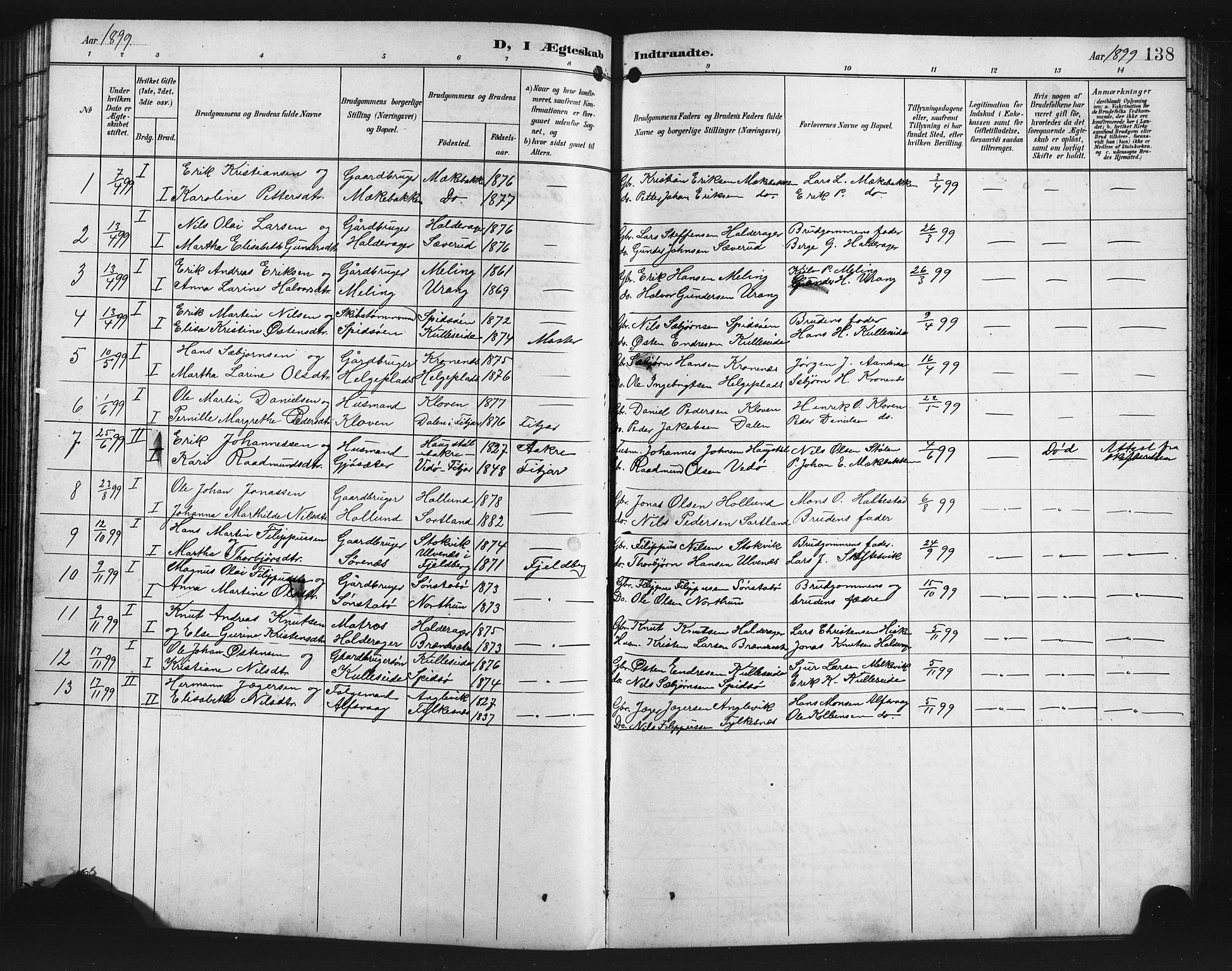 Finnås sokneprestembete, AV/SAB-A-99925/H/Ha/Hab/Habb/L0004: Klokkerbok nr. B 4, 1897-1907, s. 138