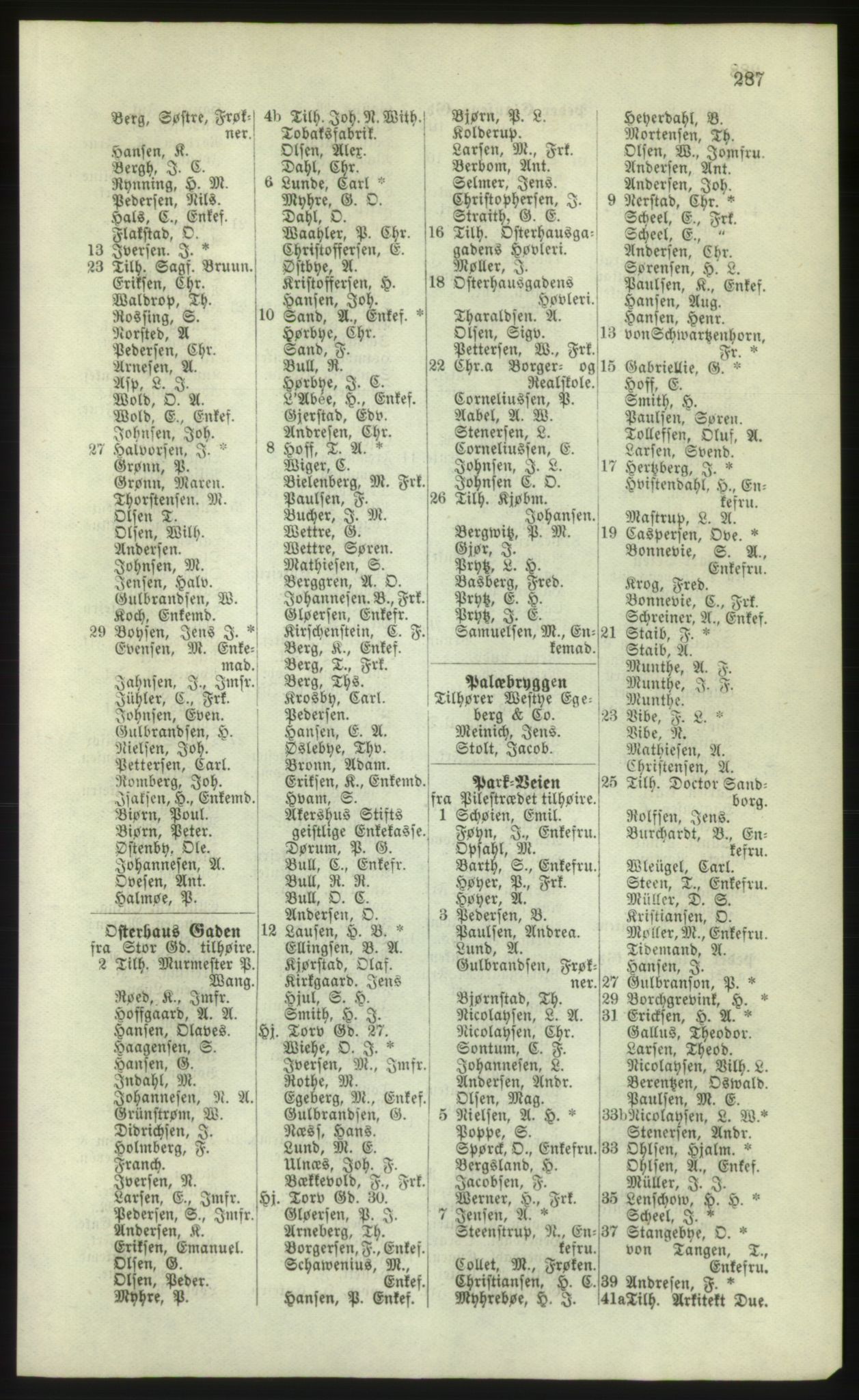 Kristiania/Oslo adressebok, PUBL/-, 1881, s. 287