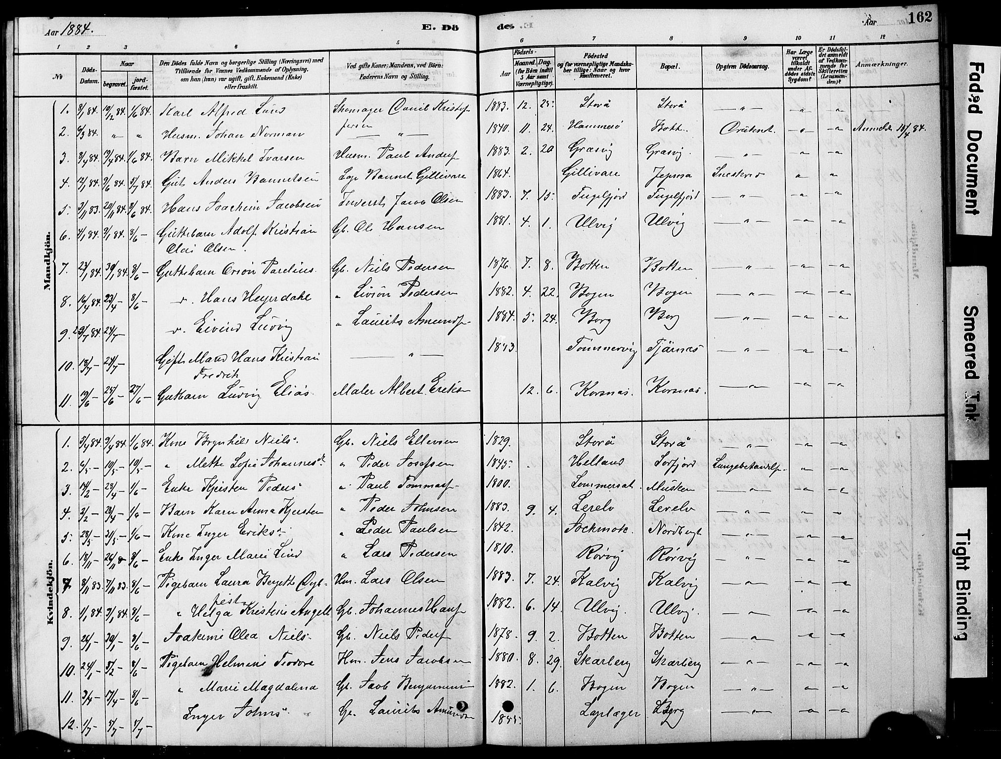 Ministerialprotokoller, klokkerbøker og fødselsregistre - Nordland, SAT/A-1459/861/L0875: Klokkerbok nr. 861C01, 1879-1887, s. 162