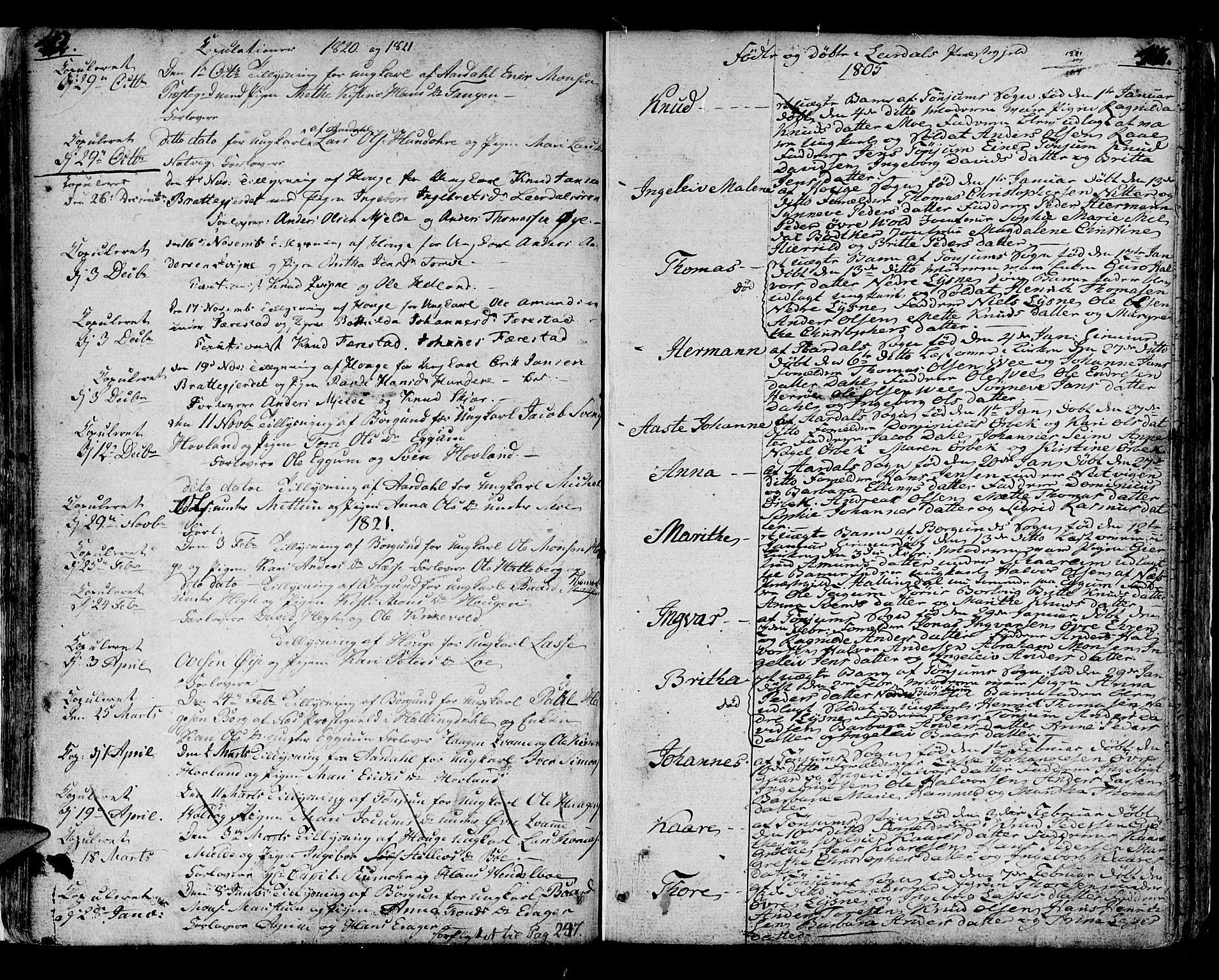 Lærdal sokneprestembete, AV/SAB-A-81201: Ministerialbok nr. A 4, 1805-1821, s. 42-43