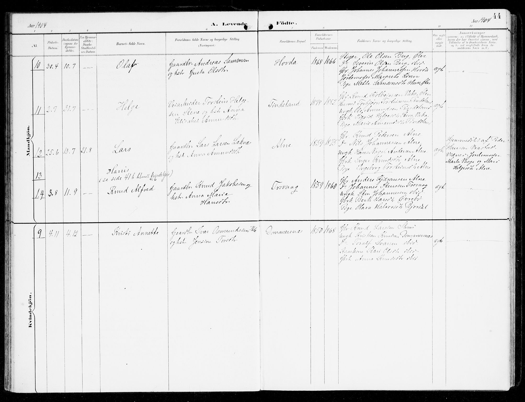 Sveio Sokneprestembete, AV/SAB-A-78501/H/Haa: Ministerialbok nr. D 2, 1894-1916, s. 44