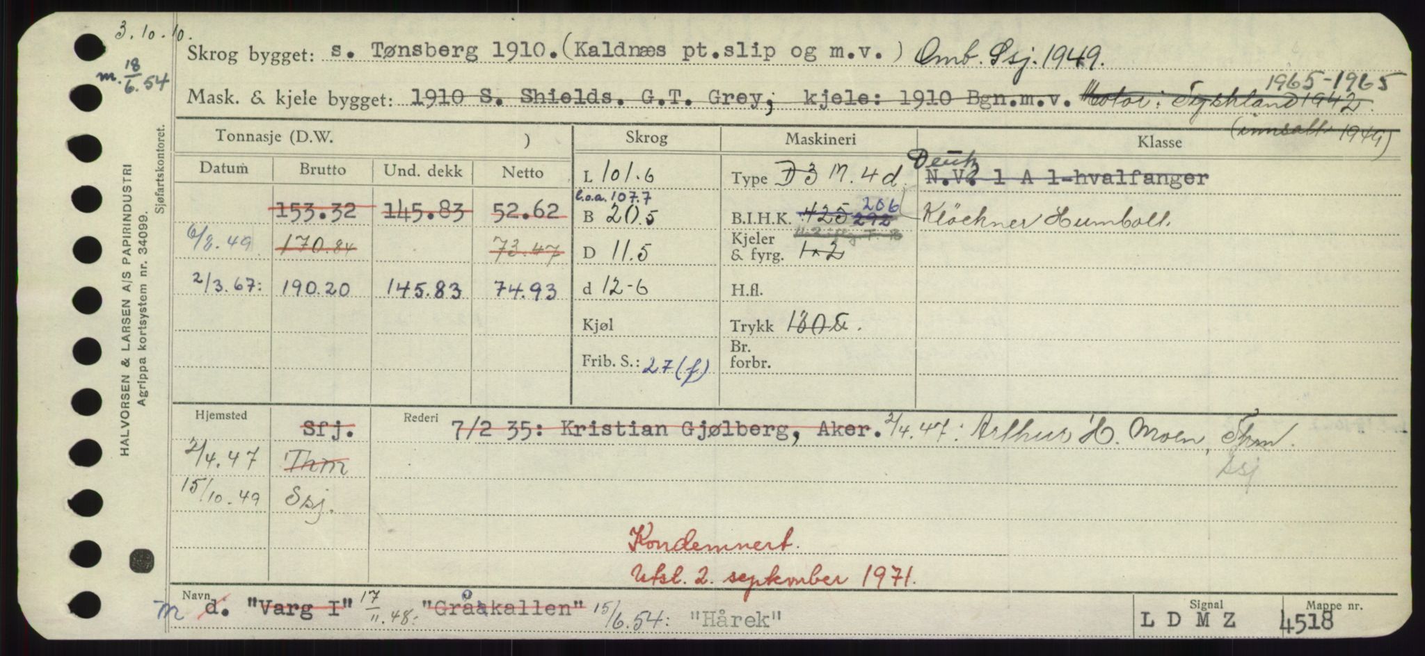 Sjøfartsdirektoratet med forløpere, Skipsmålingen, RA/S-1627/H/Hd/L0017: Fartøy, Holi-Hå, s. 565