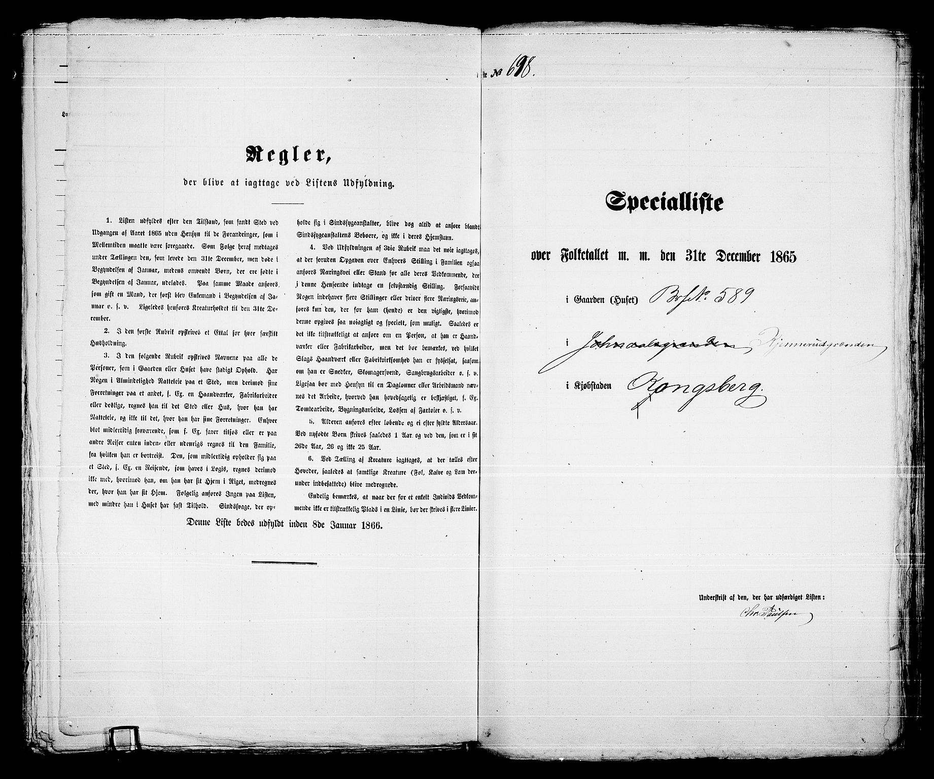 RA, Folketelling 1865 for 0604B Kongsberg prestegjeld, Kongsberg kjøpstad, 1865, s. 1425