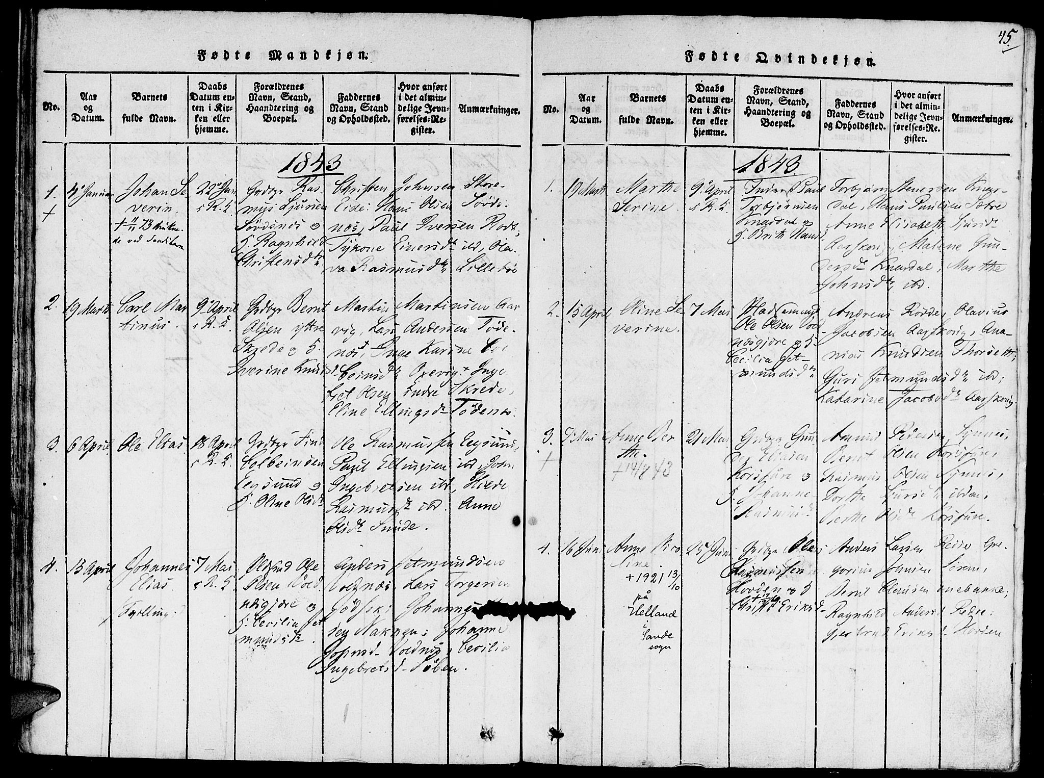Ministerialprotokoller, klokkerbøker og fødselsregistre - Møre og Romsdal, AV/SAT-A-1454/504/L0054: Ministerialbok nr. 504A01, 1816-1861, s. 45