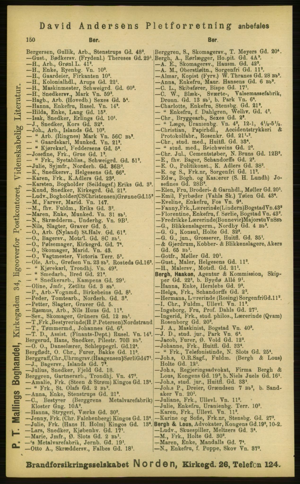 Kristiania/Oslo adressebok, PUBL/-, 1898, s. 150