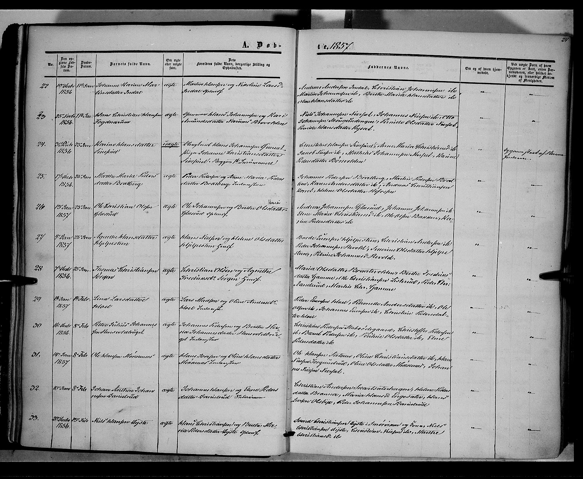 Vestre Toten prestekontor, SAH/PREST-108/H/Ha/Haa/L0006: Ministerialbok nr. 6, 1856-1861, s. 24