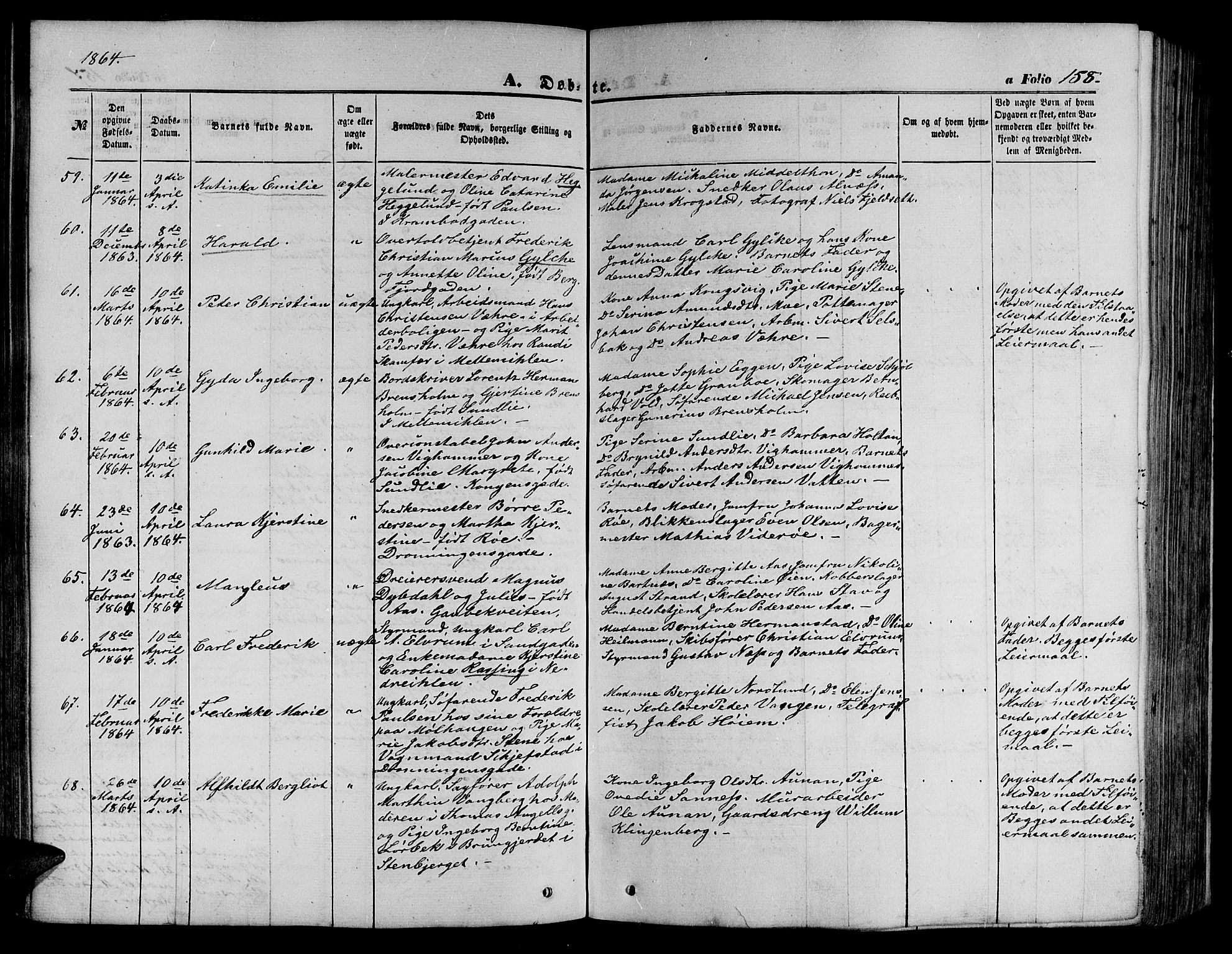 Ministerialprotokoller, klokkerbøker og fødselsregistre - Sør-Trøndelag, AV/SAT-A-1456/602/L0139: Klokkerbok nr. 602C07, 1859-1864, s. 158