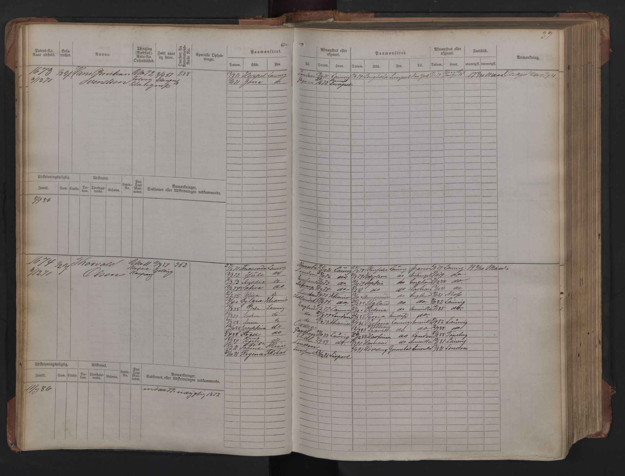 Larvik innrulleringskontor, AV/SAKO-A-787/F/Fc/L0005: Hovedrulle, 1868, s. 37