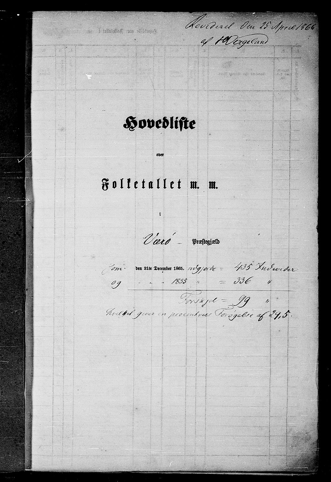 RA, Folketelling 1865 for 1857P Værøy prestegjeld, 1865, s. 5