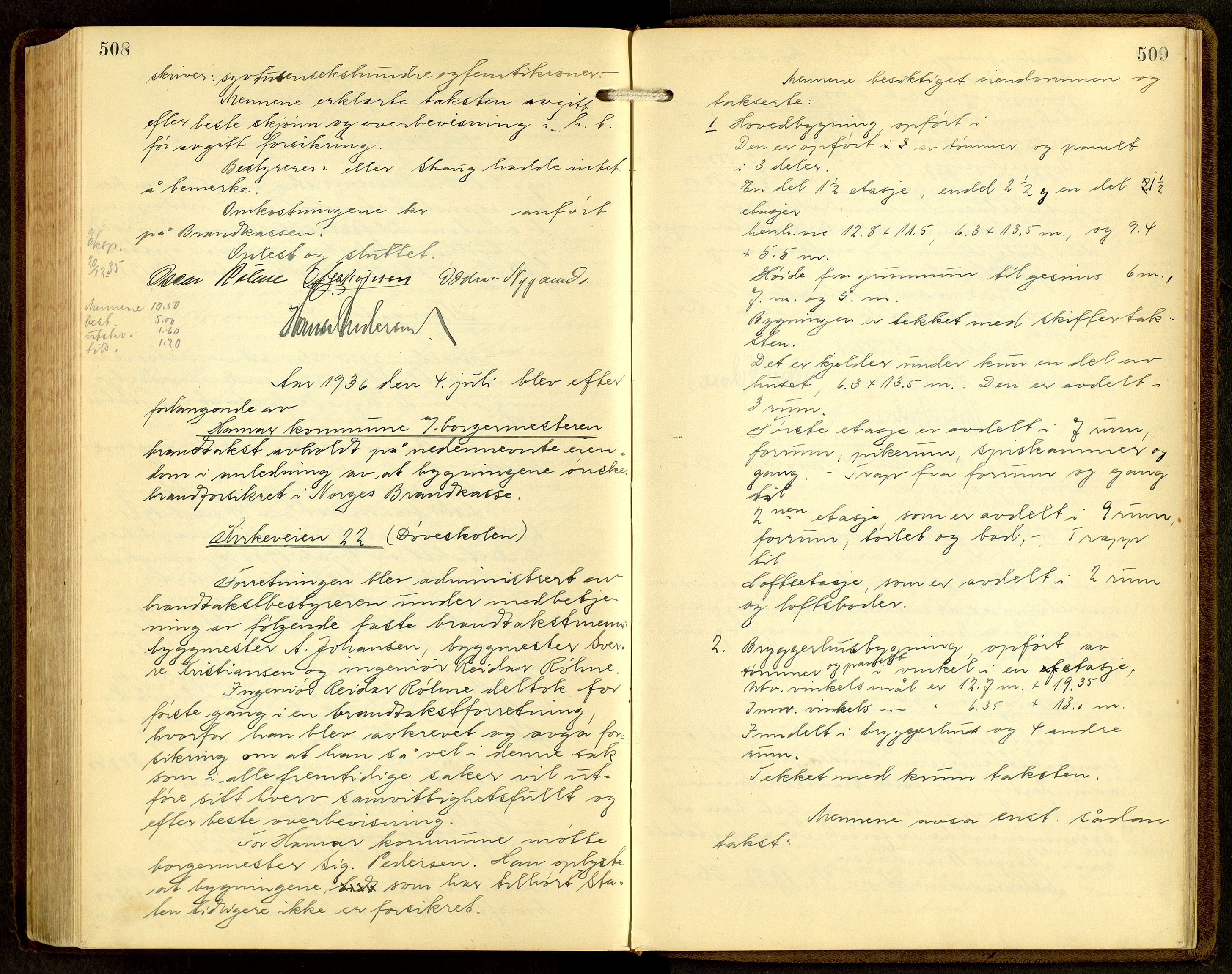 Norges Brannkasse, Hamar, AV/SAH-NBRANH-006/F/Fa/L0009: Branntakstprotokoll, 1927-1938, s. 508-509