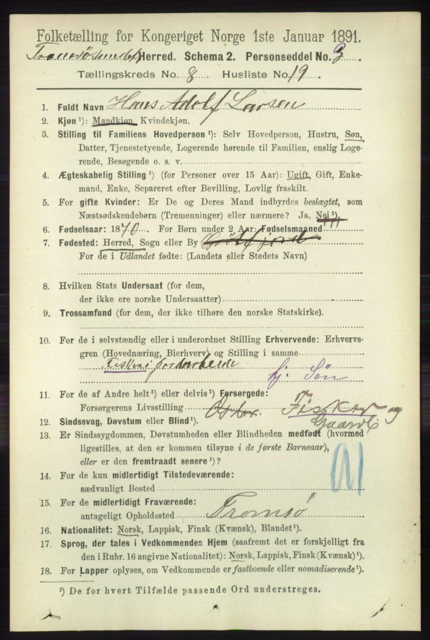 RA, Folketelling 1891 for 1934 Tromsøysund herred, 1891, s. 4565
