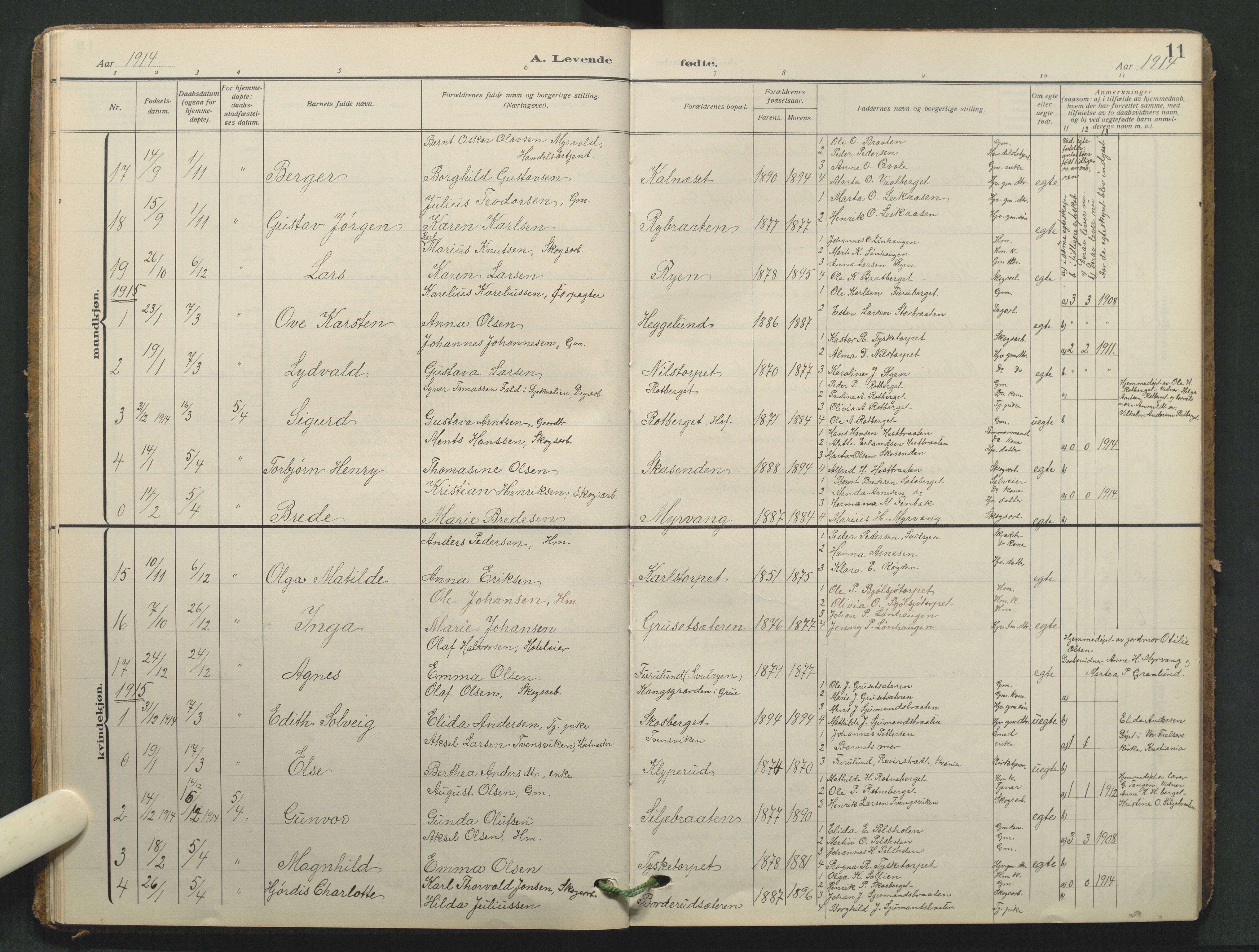 Grue prestekontor, AV/SAH-PREST-036/H/Ha/Hab/L0013: Klokkerbok nr. 13, 1911-1947, s. 11