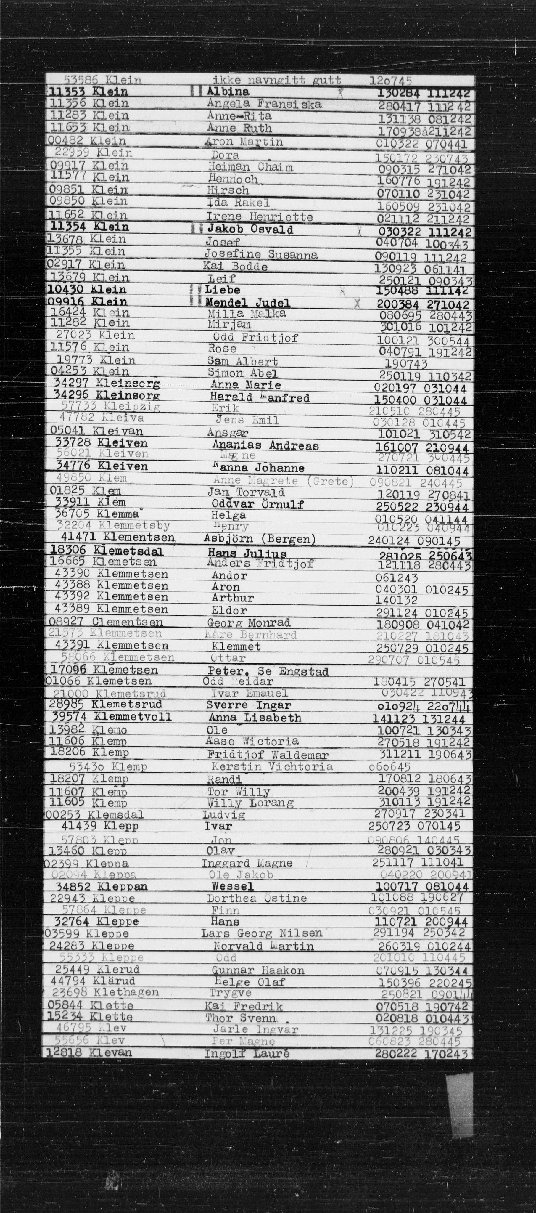 Den Kgl. Norske Legasjons Flyktningskontor, RA/S-6753/V/Va/L0022: Kjesäterkartoteket.  Alfabetisk register, A-Å., 1940-1945, s. 463