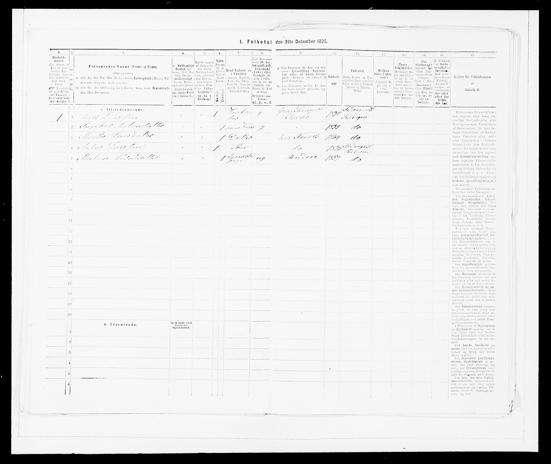 SAB, Folketelling 1875 for 1447P Innvik prestegjeld, 1875, s. 176