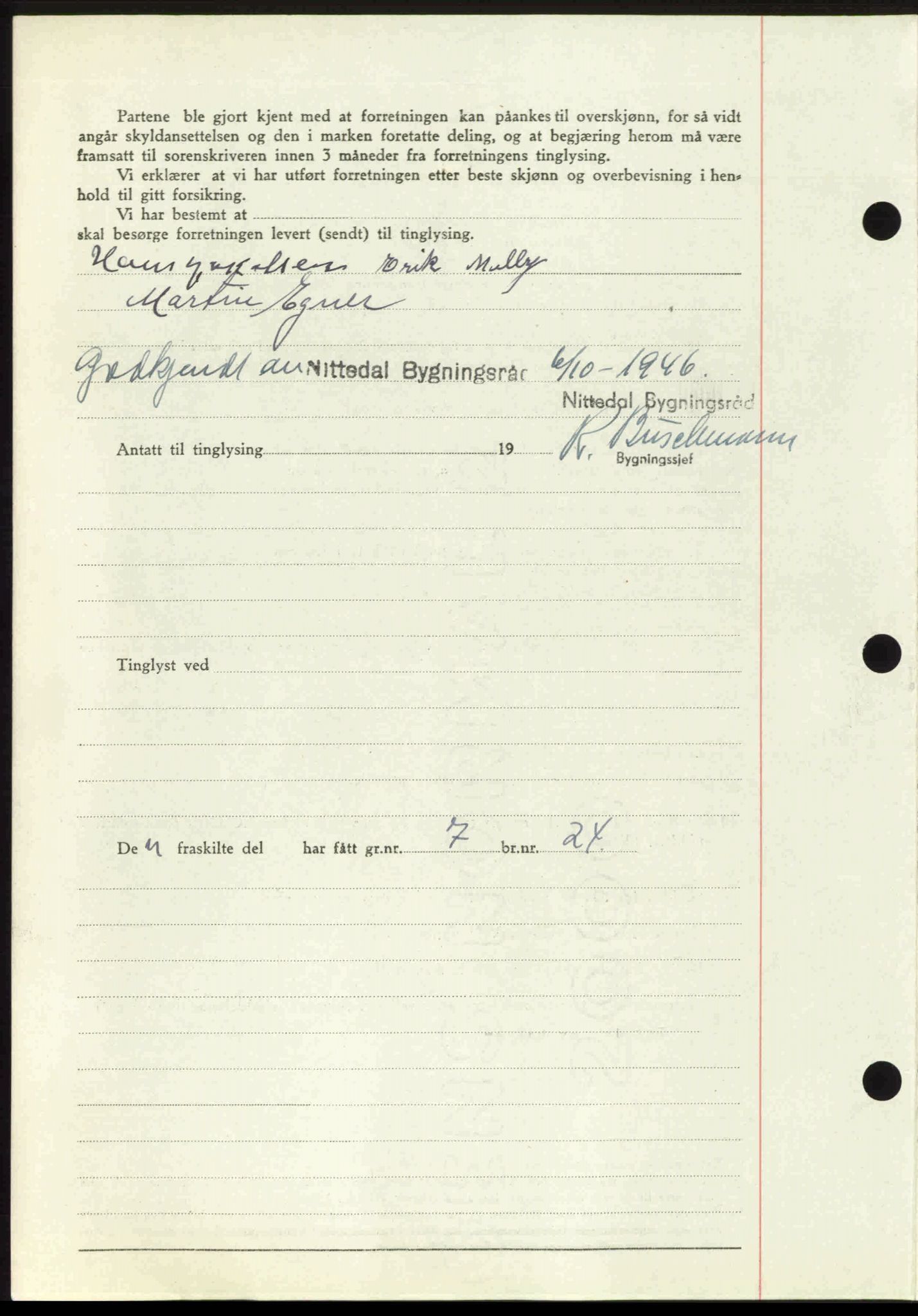 Nedre Romerike sorenskriveri, AV/SAO-A-10469/G/Gb/Gbd/L0017: Pantebok nr. 17, 1946-1946, Dagboknr: 3841/1946
