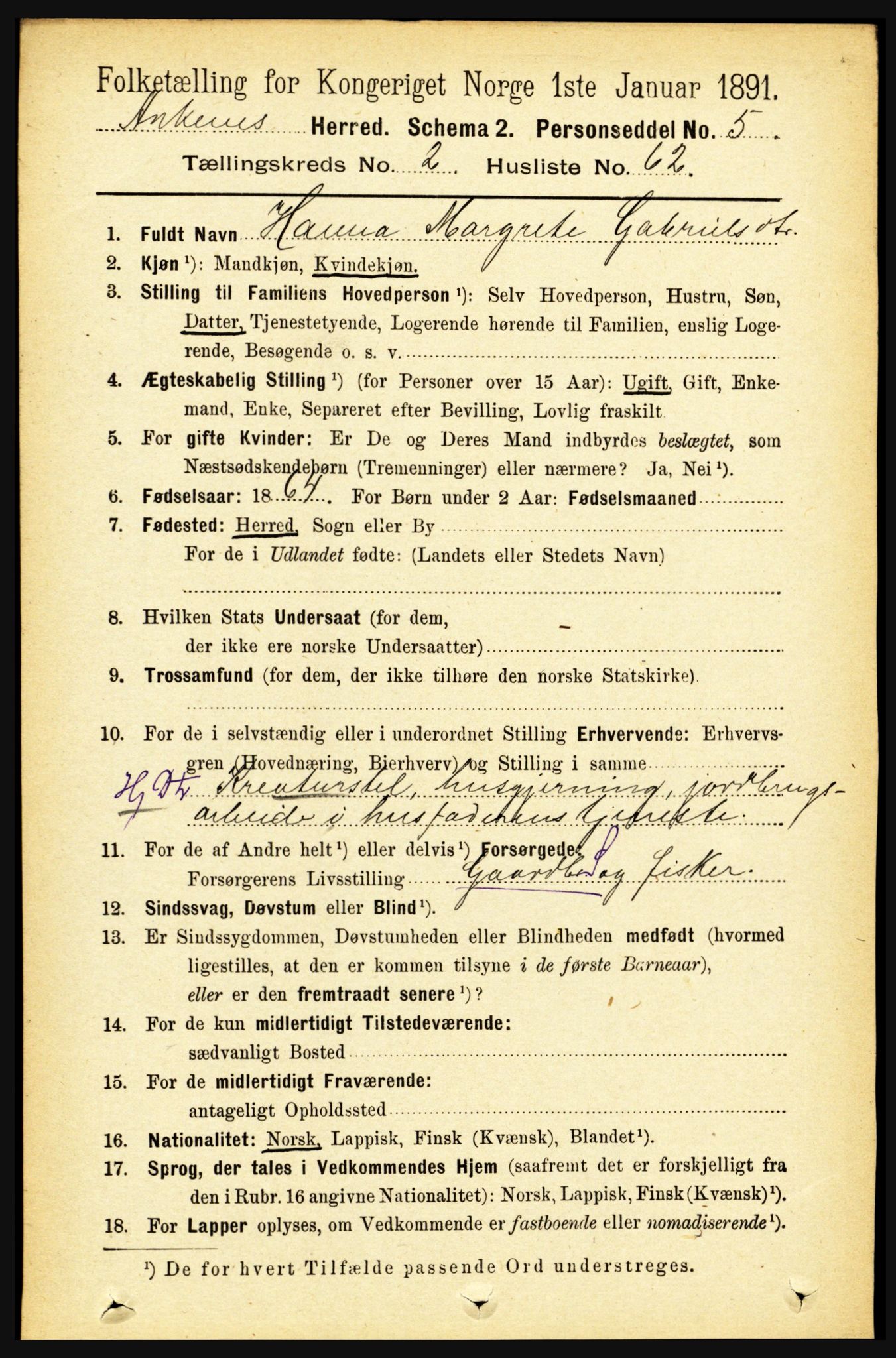 RA, Folketelling 1891 for 1855 Ankenes herred, 1891, s. 1277