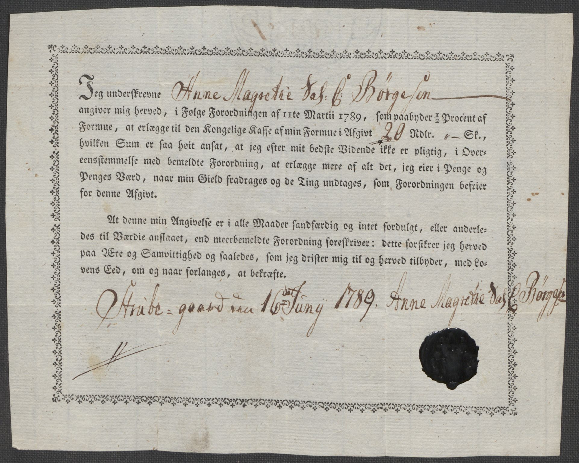 Rentekammeret inntil 1814, Reviderte regnskaper, Mindre regnskaper, AV/RA-EA-4068/Rf/Rfe/L0015: Holmestrand, Idd og Marker fogderi, 1789, s. 372