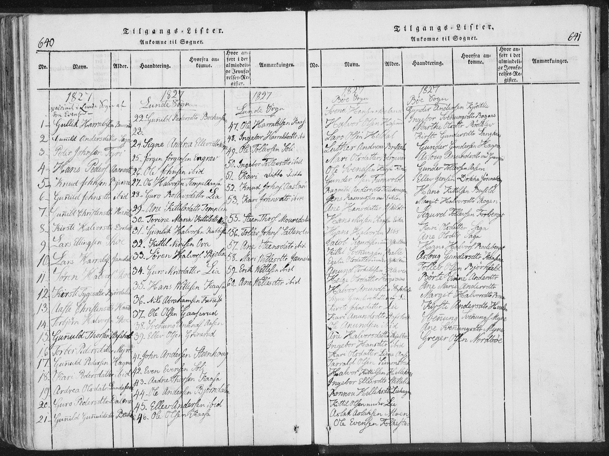 Bø kirkebøker, AV/SAKO-A-257/F/Fa/L0006: Ministerialbok nr. 6, 1815-1831, s. 640-641