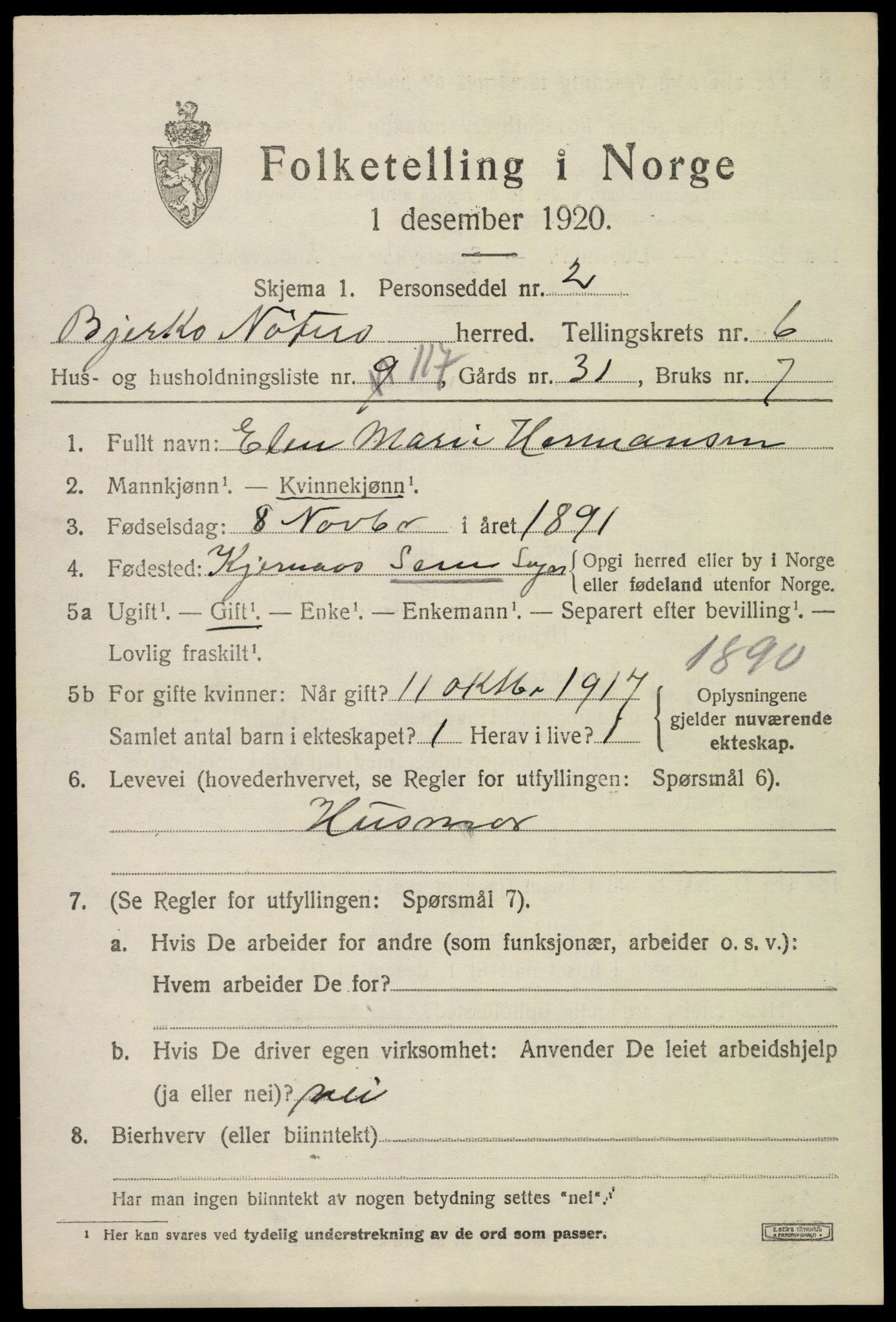 SAKO, Folketelling 1920 for 0722 Nøtterøy herred, 1920, s. 9427