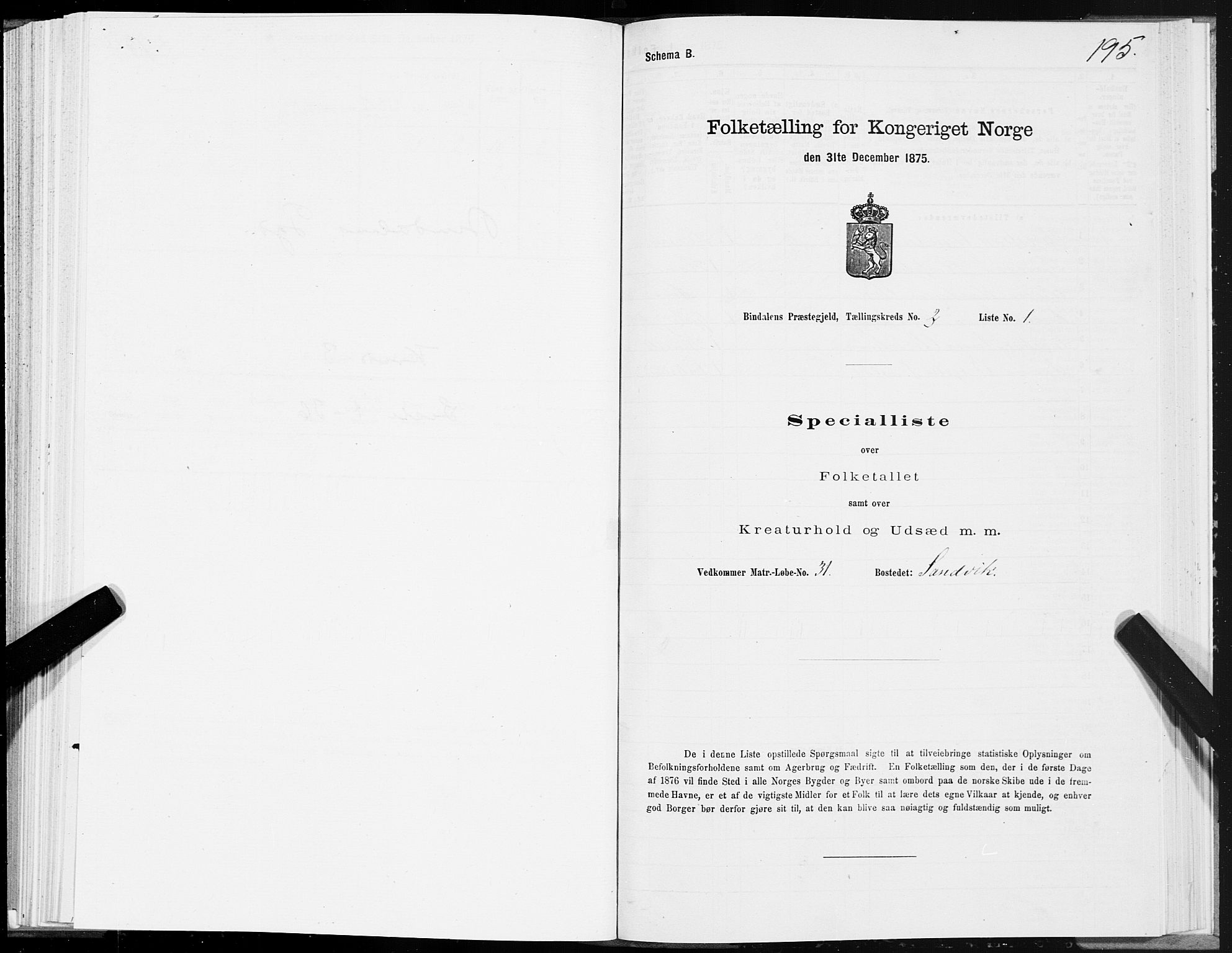 SAT, Folketelling 1875 for 1811P Bindal prestegjeld, 1875, s. 1195