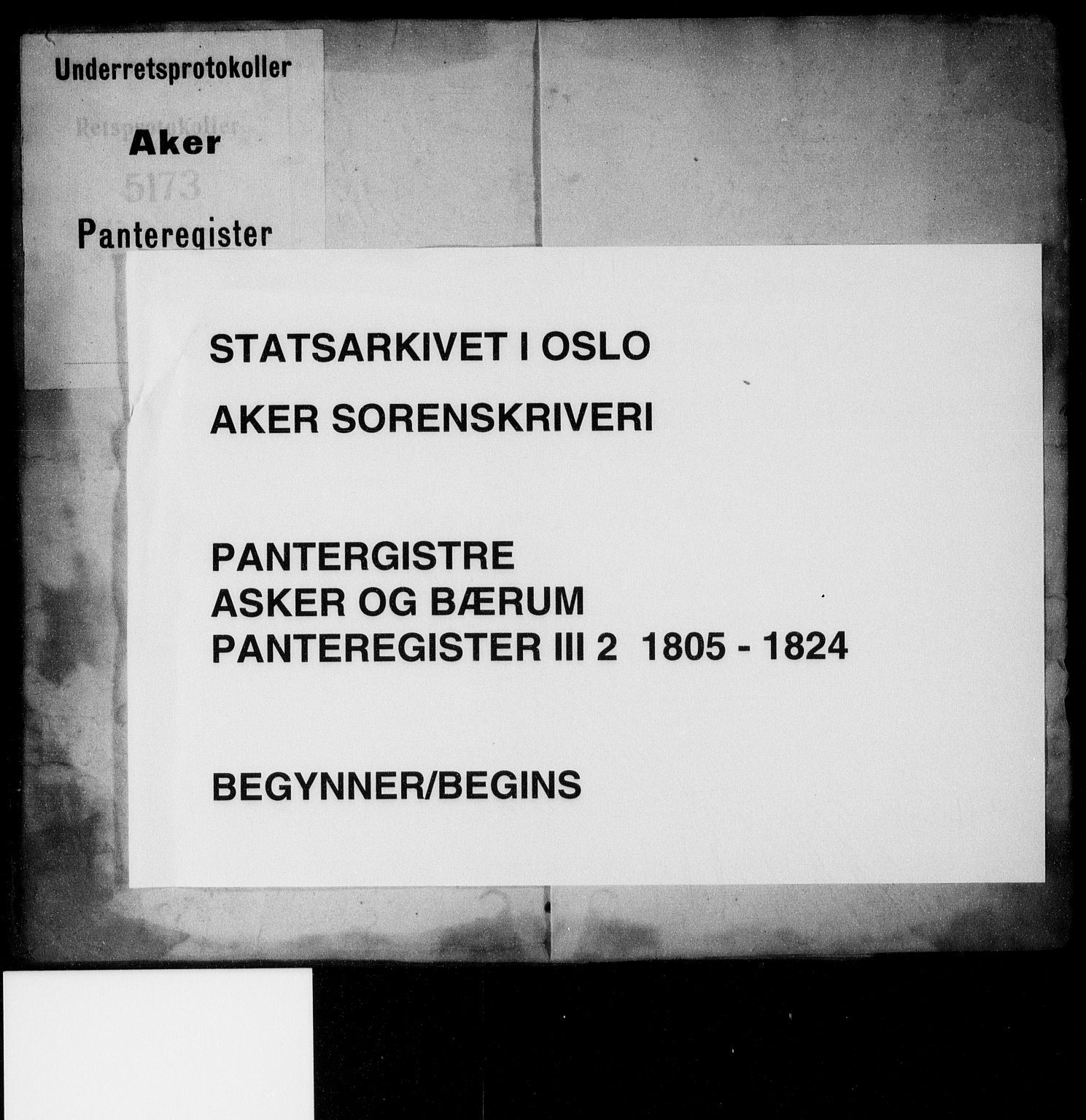 Aker sorenskriveri, SAO/A-10895/G/Ga/Gab/Gabc/L0002a: Panteregister nr. III 2A, 1805-1824