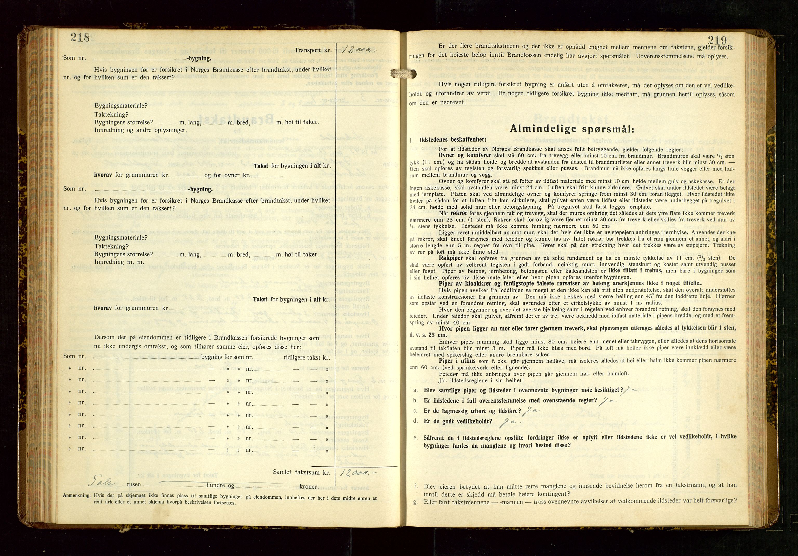 Sokndal lensmannskontor, SAST/A-100417/Gob/L0008: "Brandtakst-Protokoll", 1937-1955, s. 218-219