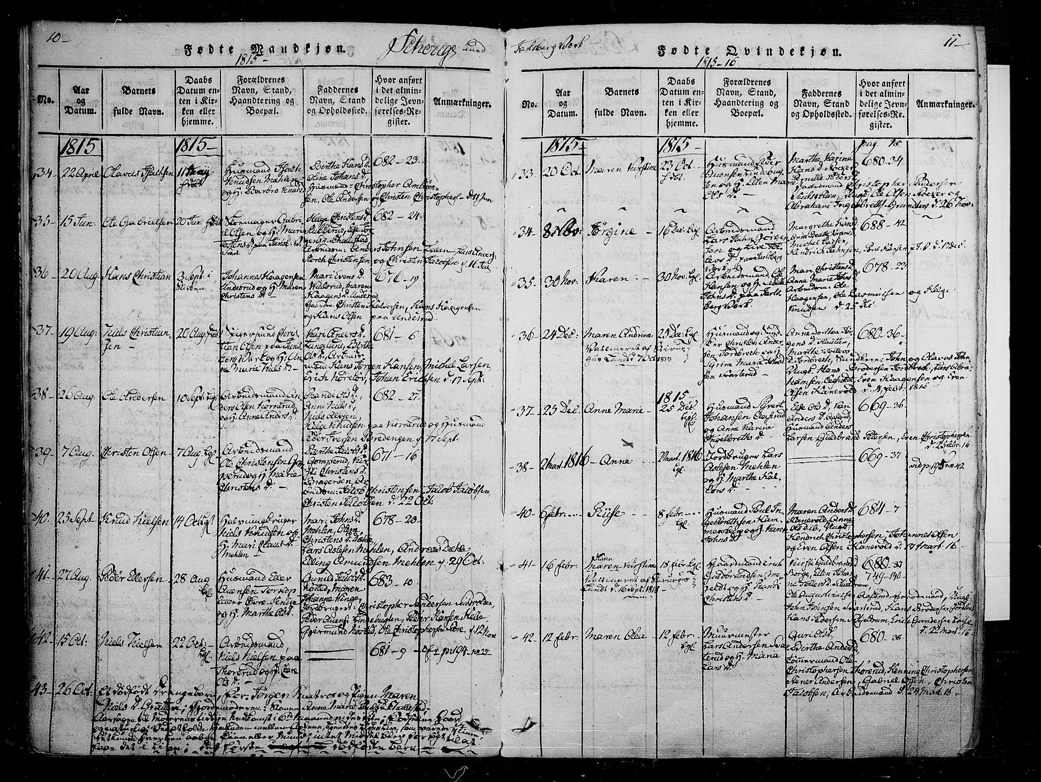 Skoger kirkebøker, AV/SAKO-A-59/F/Fa/L0002: Ministerialbok nr. I 2 /1, 1814-1842, s. 10-11