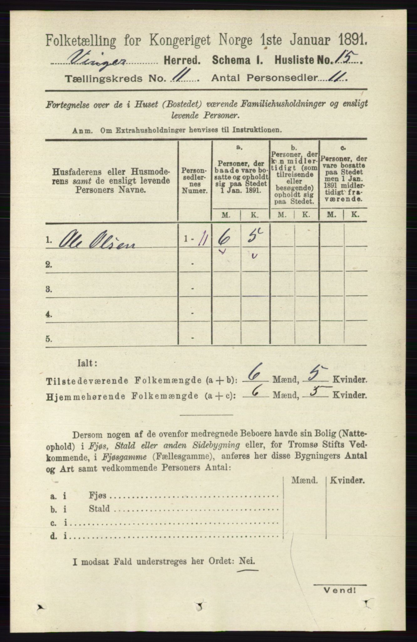 RA, Folketelling 1891 for 0421 Vinger herred, 1891, s. 5296