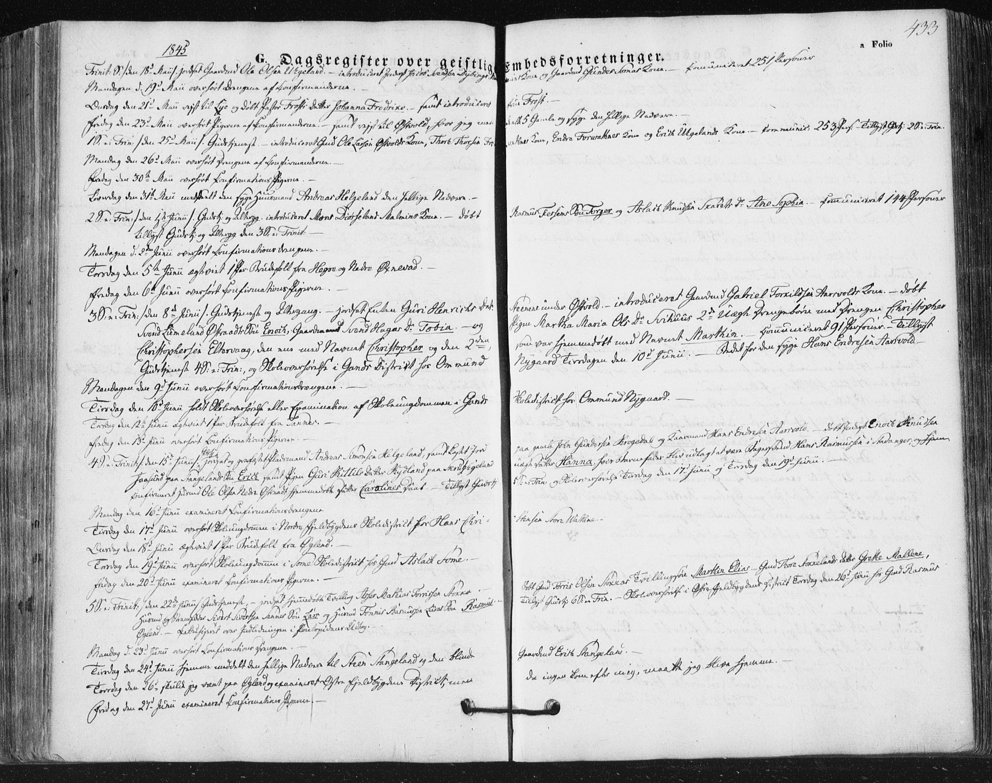 Høyland sokneprestkontor, AV/SAST-A-101799/001/30BA/L0008: Ministerialbok nr. A 8, 1841-1856, s. 433