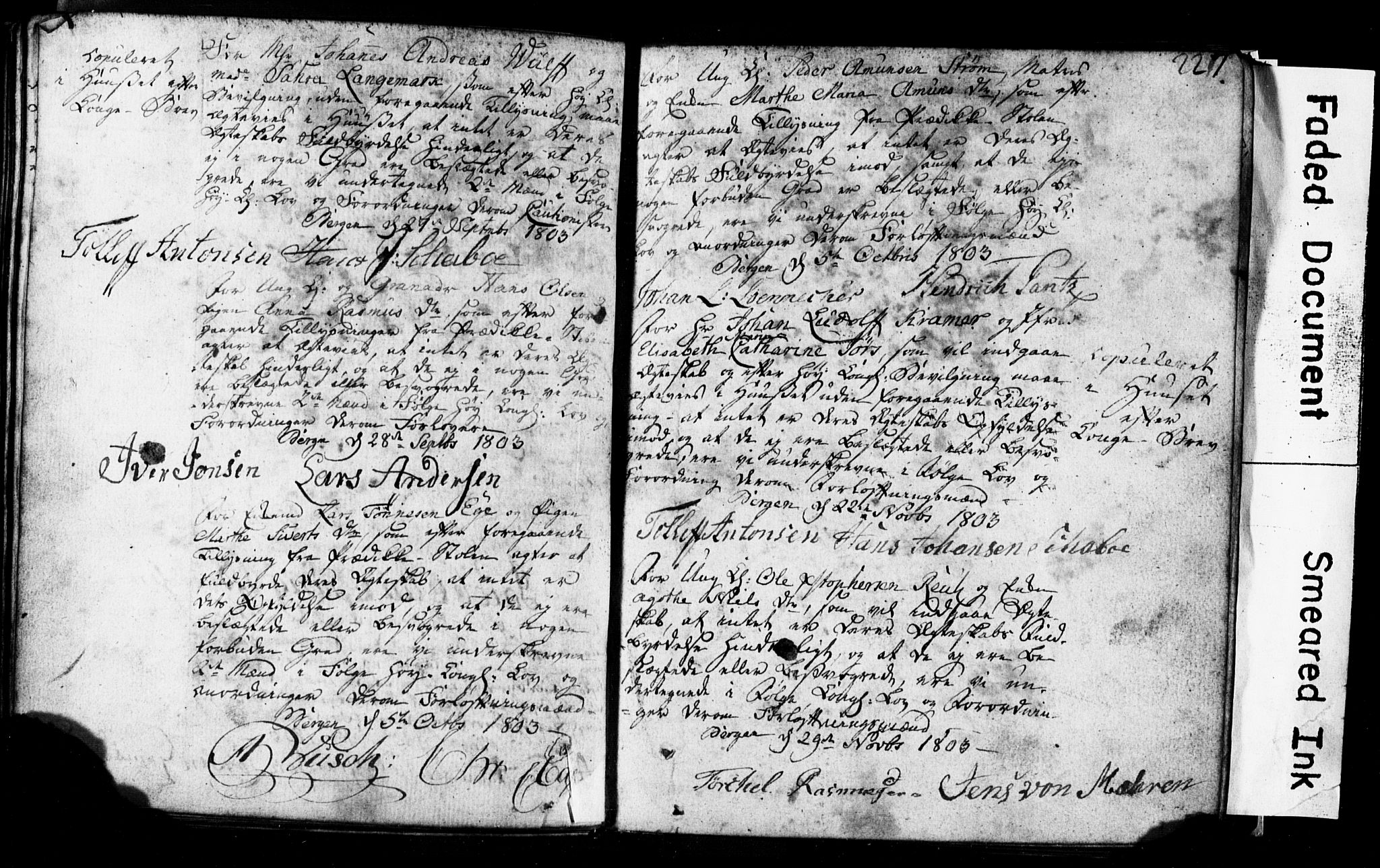 Korskirken sokneprestembete, SAB/A-76101: Forlovererklæringer nr. II.5.1, 1776-1816, s. 227