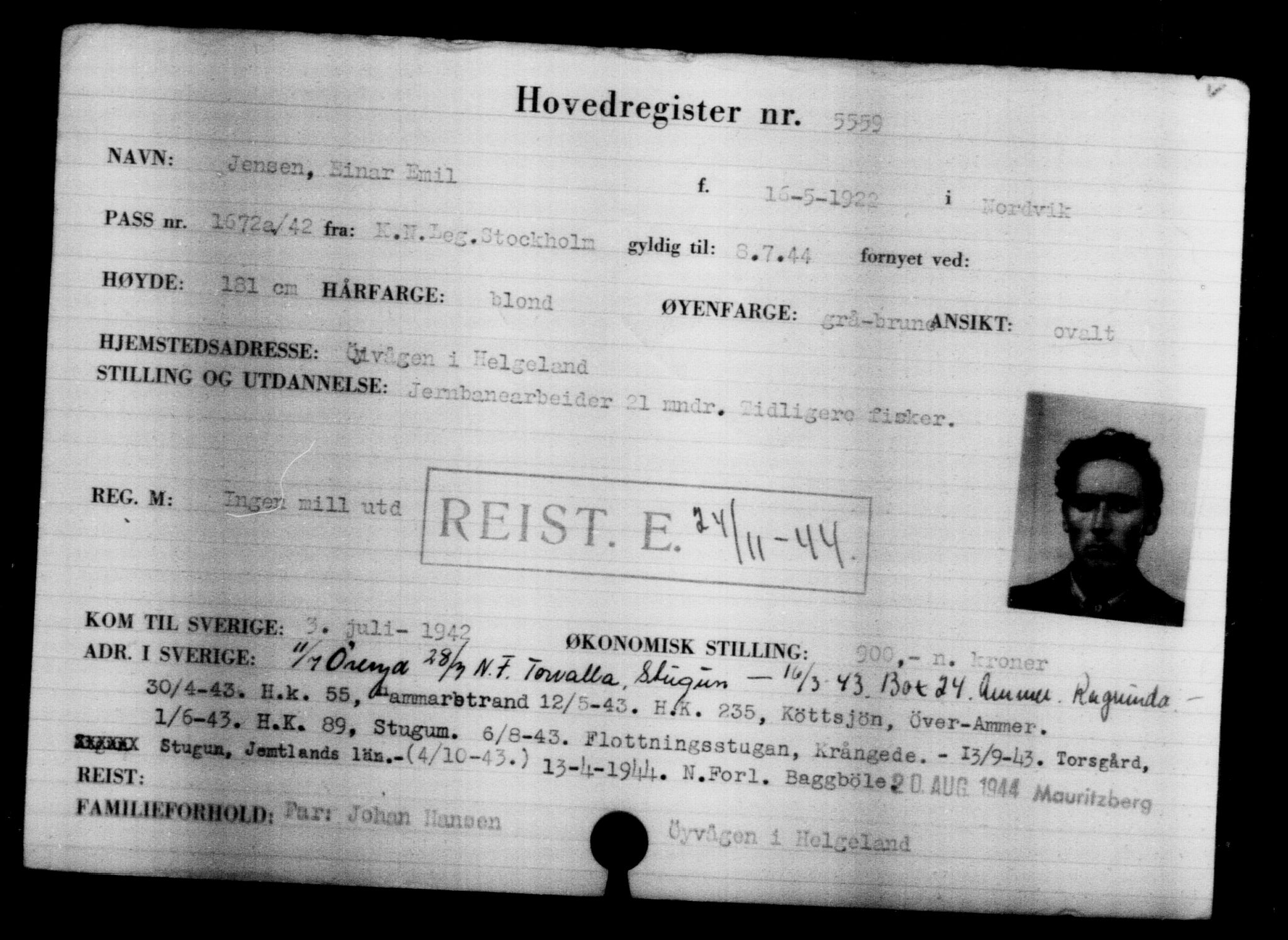 Den Kgl. Norske Legasjons Flyktningskontor, AV/RA-S-6753/V/Va/L0004: Kjesäterkartoteket.  Flyktningenr. 3496-6610, 1940-1945, s. 2388