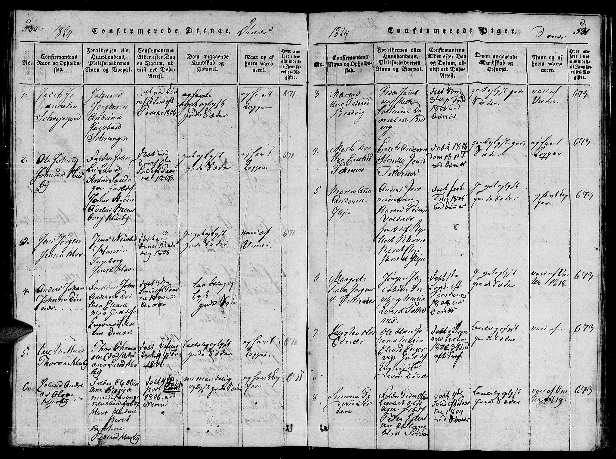 Ministerialprotokoller, klokkerbøker og fødselsregistre - Nordland, SAT/A-1459/838/L0547: Ministerialbok nr. 838A05 /2, 1820-1828, s. 530-531