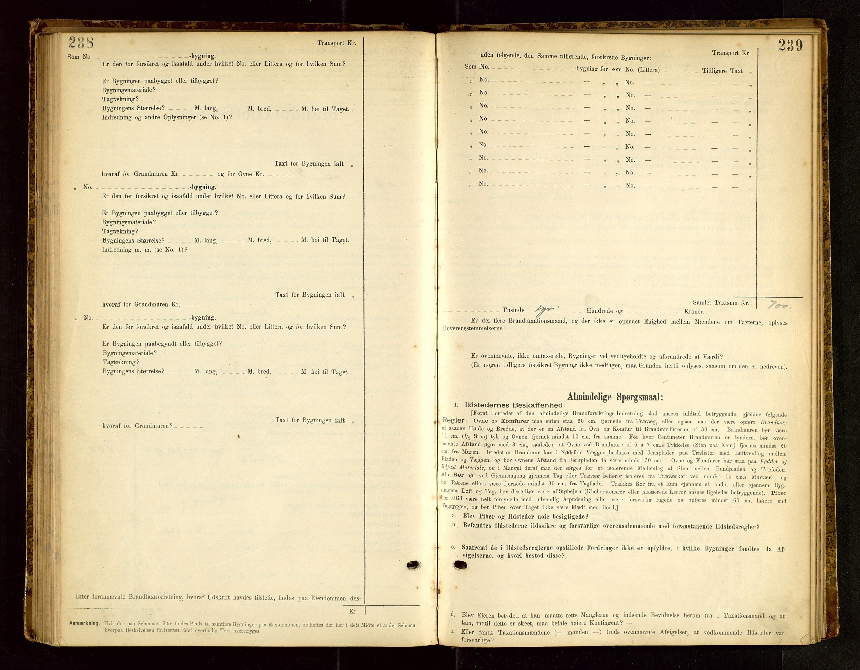 Bjerkreim lensmannskontor, AV/SAST-A-100090/Gob/L0001: "Brandtaxationsprotokol", 1895-1950, s. 238-239