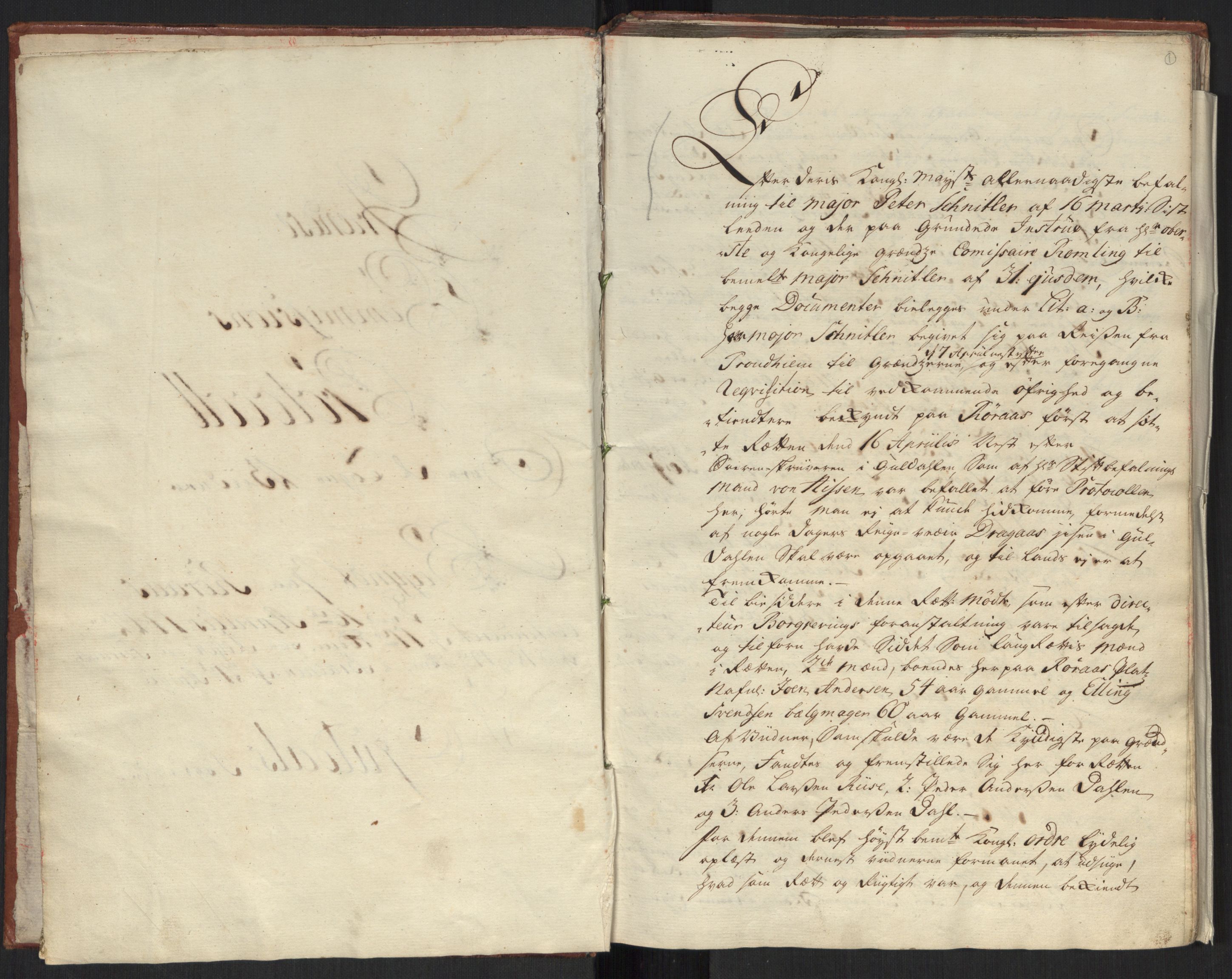 Danske Kanselli, Grensearkivet, RA/EA-4062/F/L0010/0002: Volum XX-XXII / Vol. XXI: Major Schnitlers grenseeksaminasjonsprotokoll, 1. bind, 1742, s. 1a