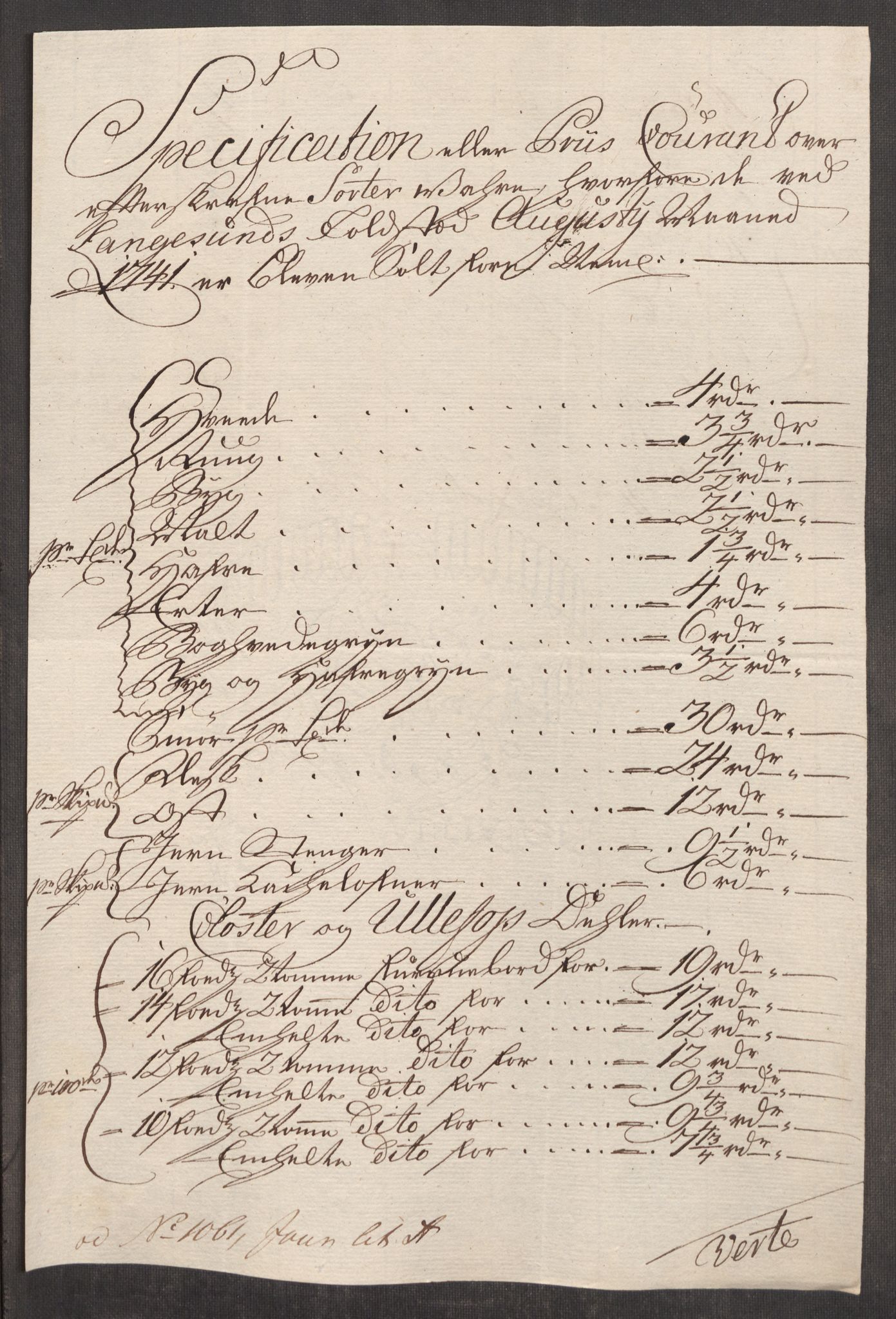 Rentekammeret inntil 1814, Realistisk ordnet avdeling, AV/RA-EA-4070/Oe/L0002: [Ø1]: Priskuranter, 1740-1744, s. 314