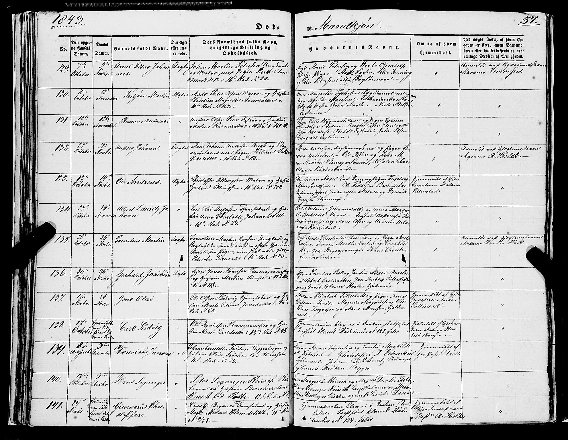 Domkirken sokneprestembete, AV/SAB-A-74801/H/Haa/L0019: Ministerialbok nr. B 2, 1841-1851, s. 37
