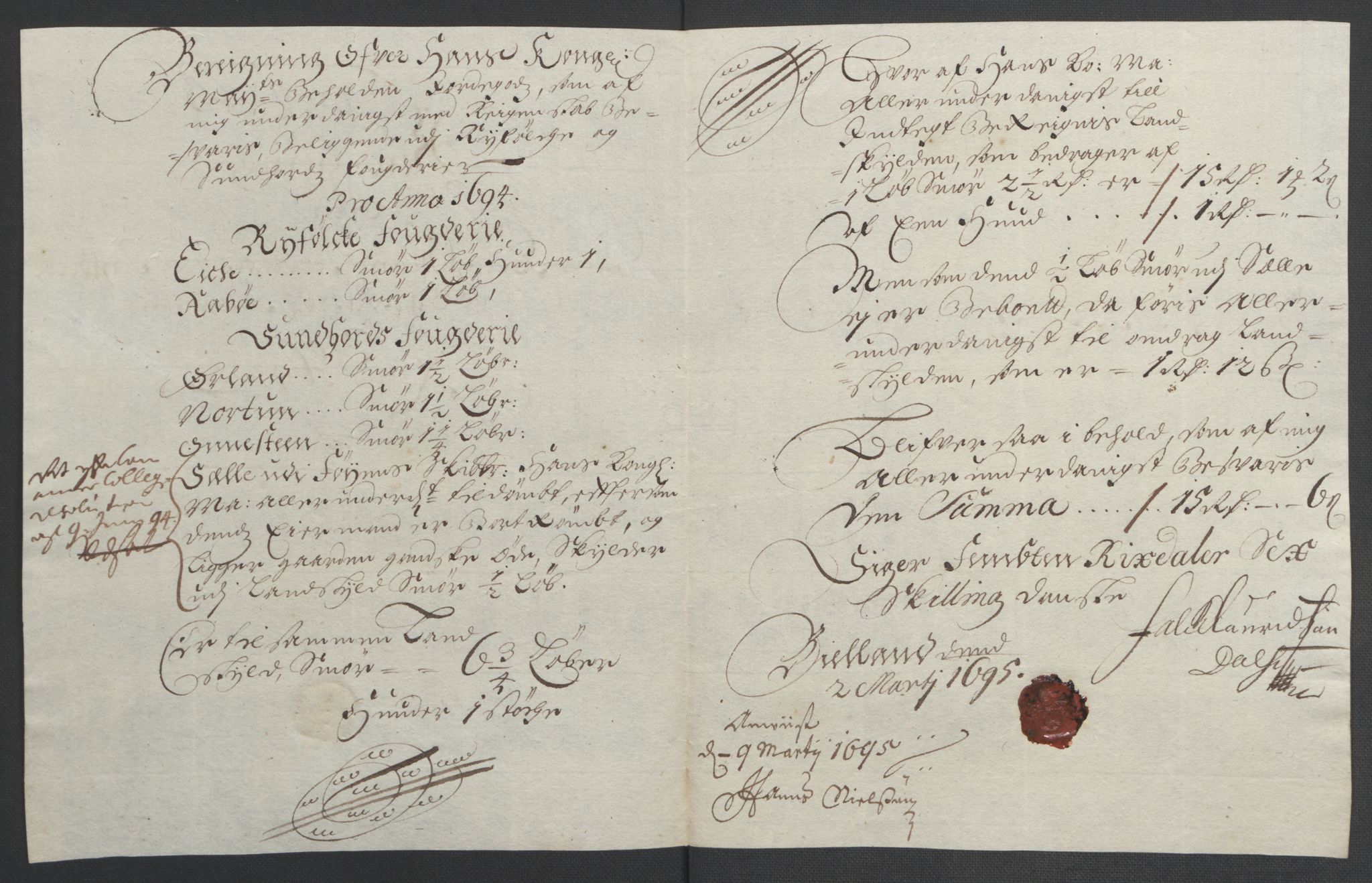 Rentekammeret inntil 1814, Reviderte regnskaper, Fogderegnskap, AV/RA-EA-4092/R48/L2975: Fogderegnskap Sunnhordland og Hardanger, 1694, s. 83